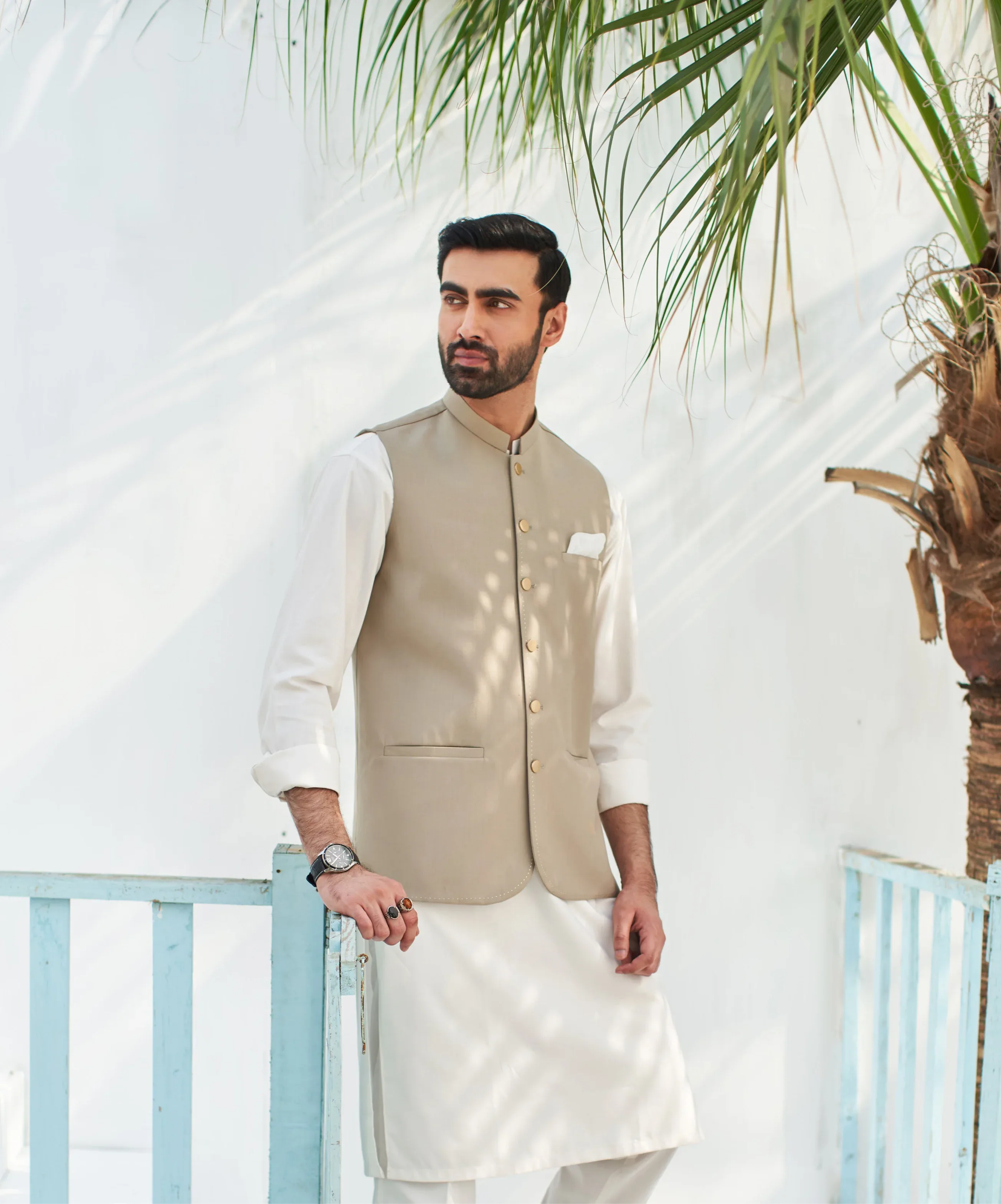 Beige Waistcoat for Man