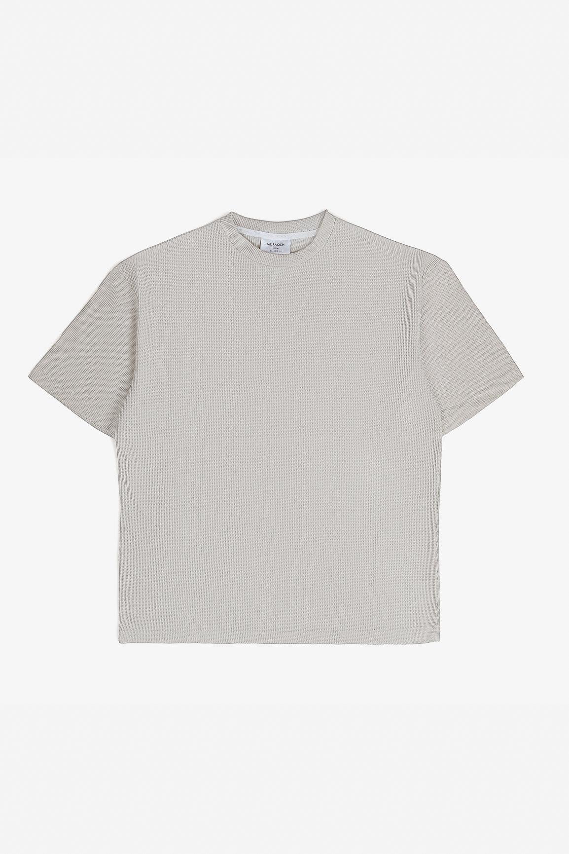 Ash White Waffle Oversized T-Shirt - Men - Muraqsh -- Men Western