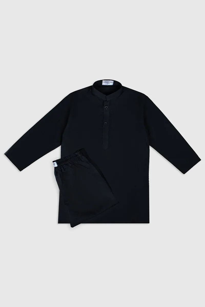 Black Soft Cotton Kurta Trouser - Kids - Muraqsh -- Kidswear
