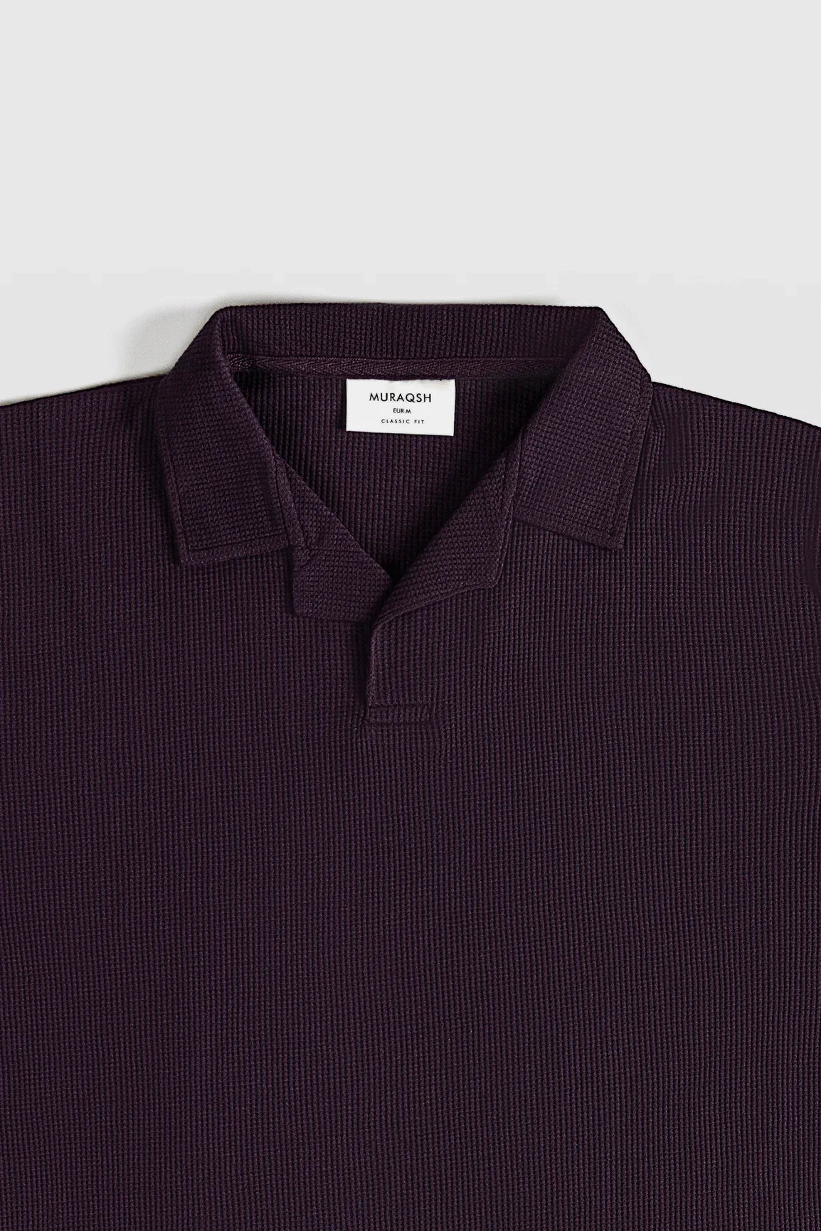 Deep Burgundy Waffle Revere Polo - Men - Muraqsh -- Men Western