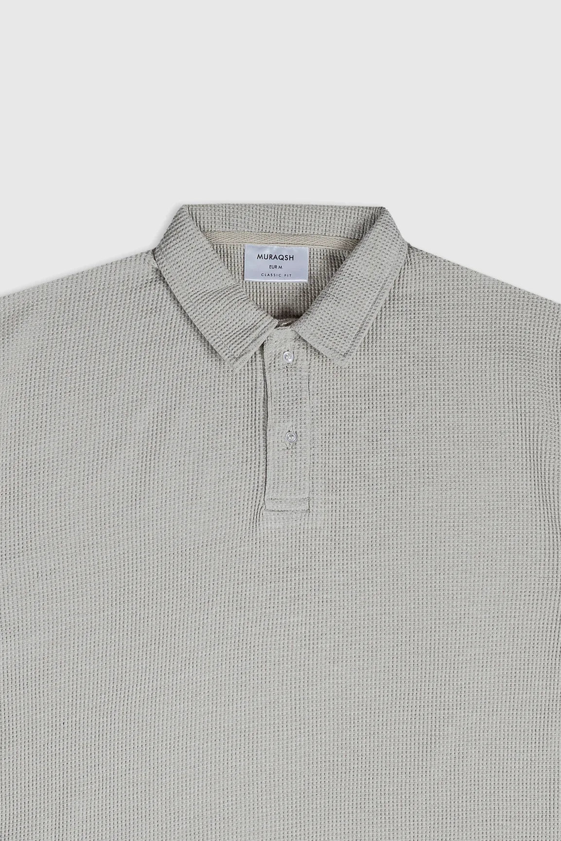 Beige White Oversized Waffle Polo - Men - Muraqsh -- Men Western