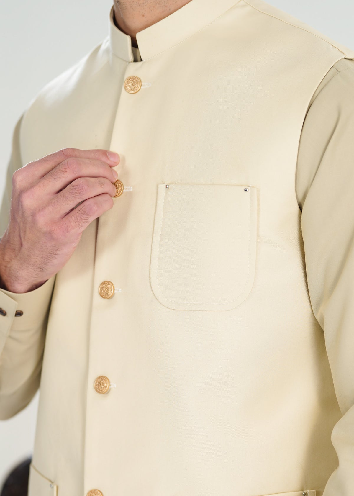 Creamy White Suiting Waistcoat - A-Line Cut - Men - Men