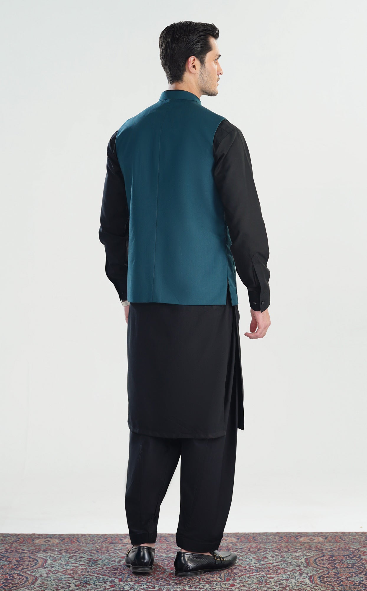 Teal Blue Suiting Waistcoat - Straight Cut - Men - Men