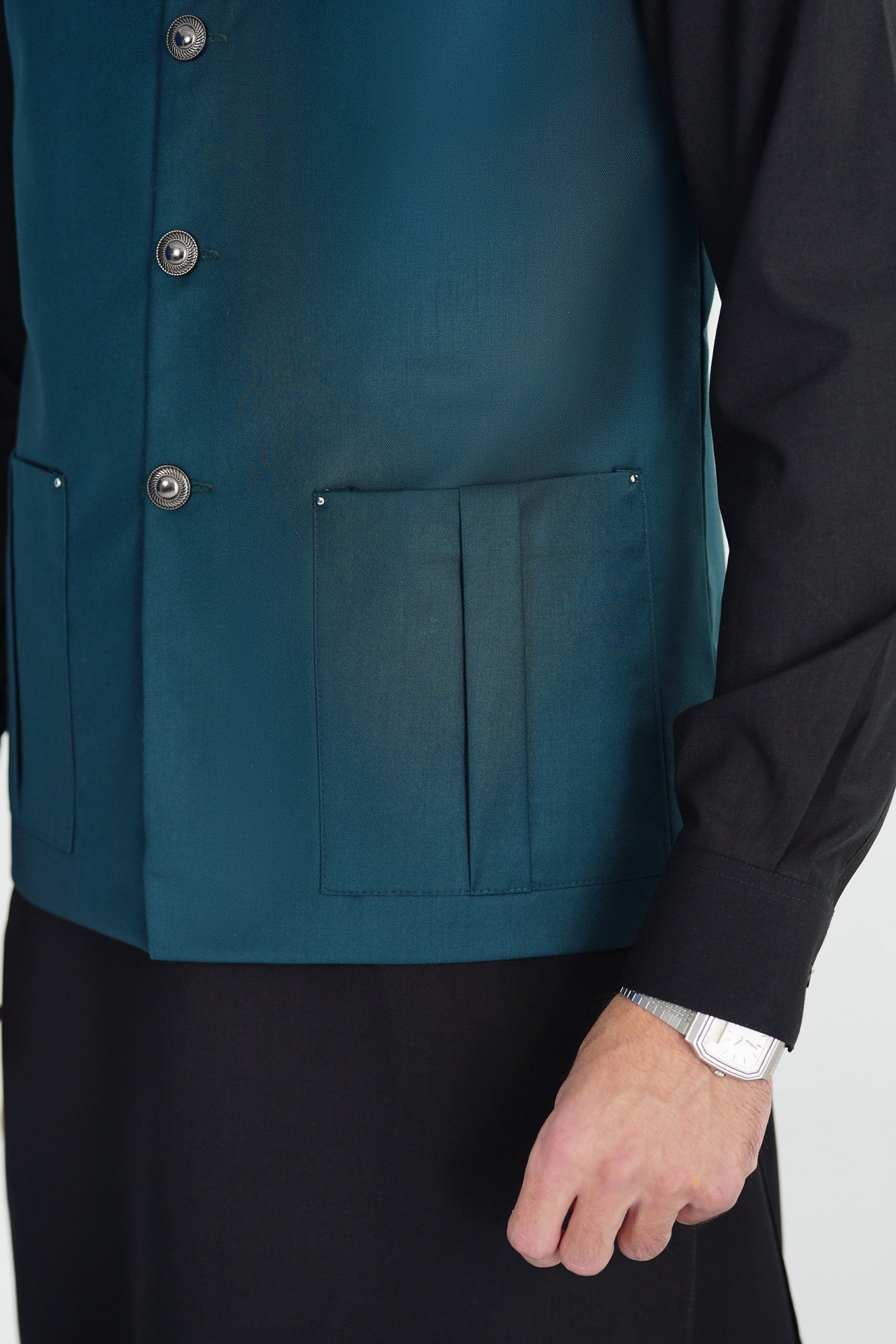 Teal Blue Suiting Waistcoat - Straight Cut - Men - Men