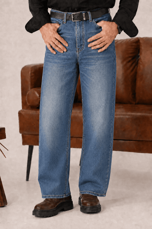 Deep Teal Indigo Straight Fit Denim