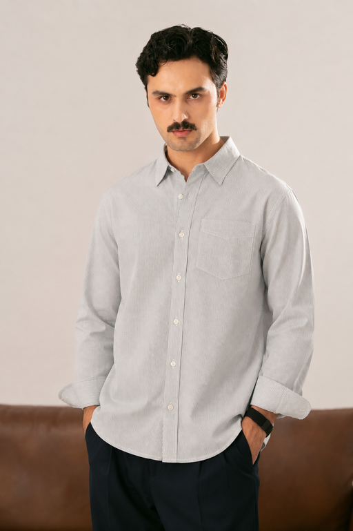 Marine Blue Striped Casual Shirt - Men