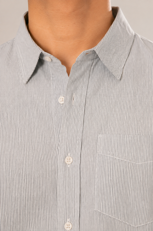 Marine Blue Striped Casual Shirt - Men