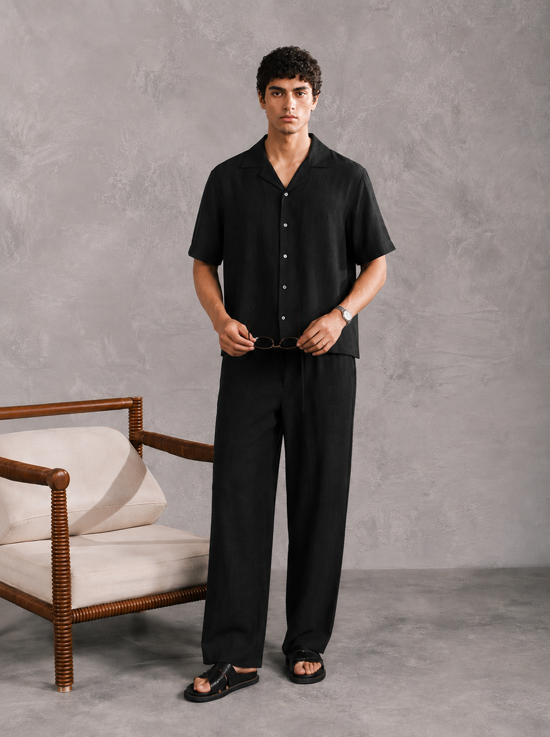 Raven Linen Blended Co-ord Set - Men