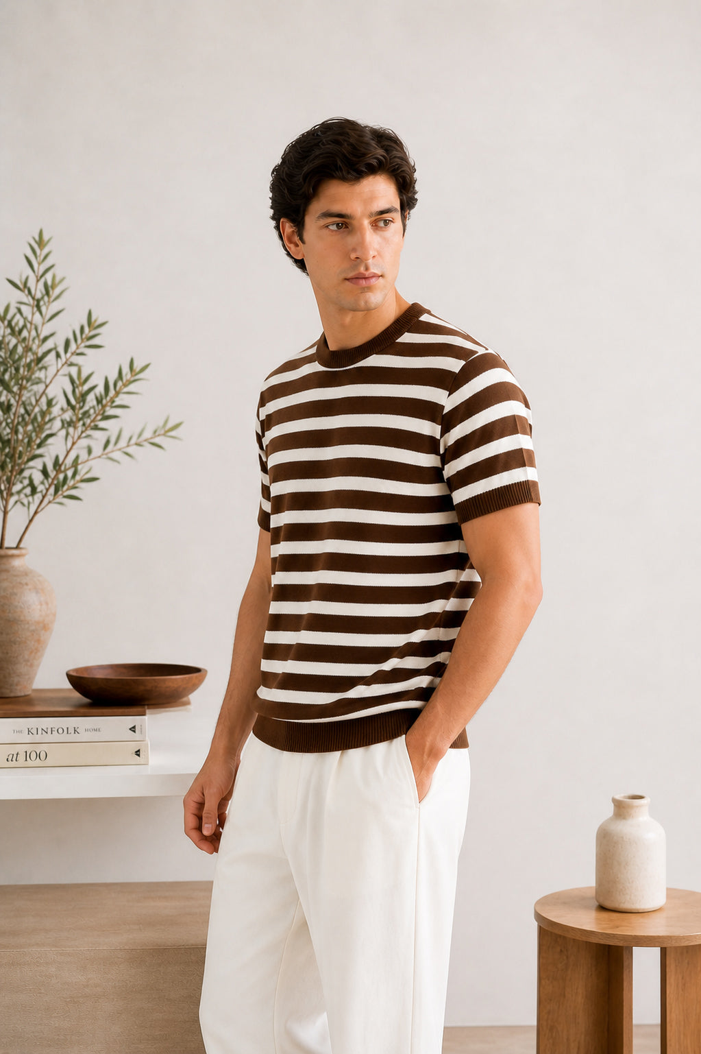 Mocca Brown Heritage Knit Tee - Men