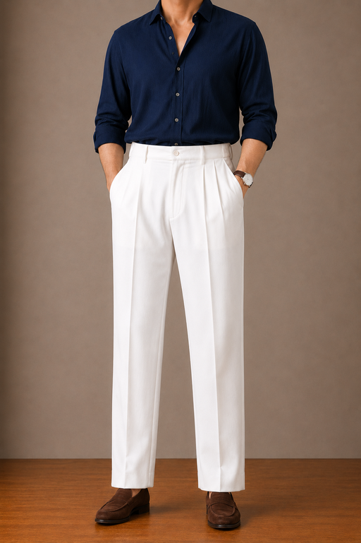 Off-White Side Elasticated Double-Pleat Straight Dress Pants