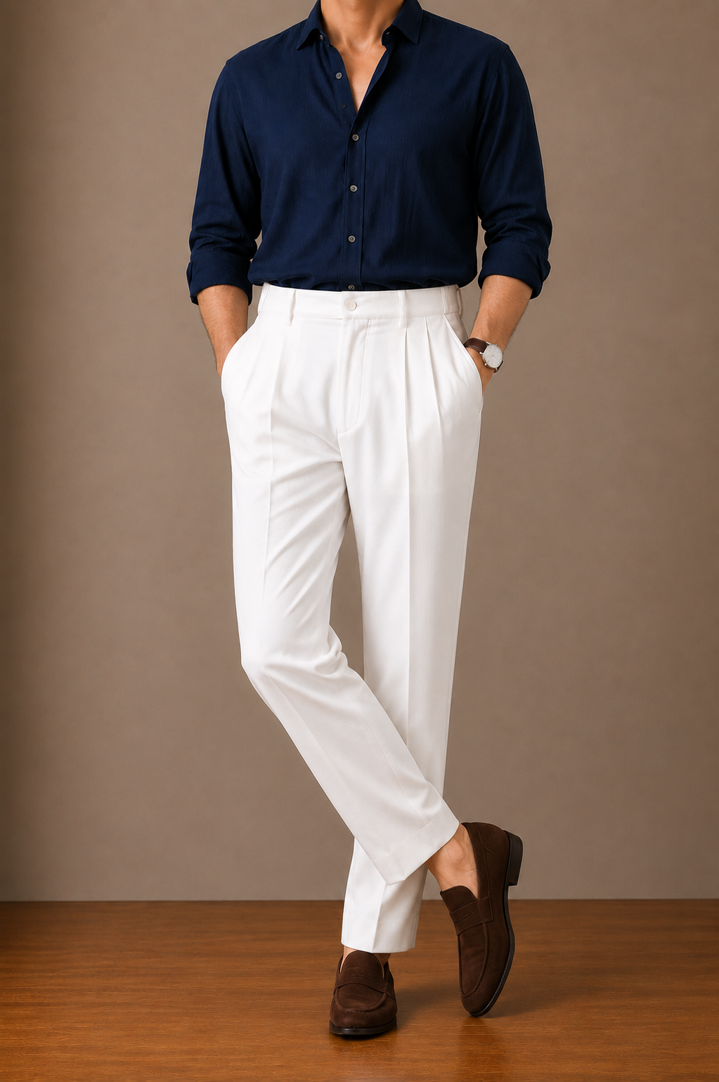 Off-White Side Elasticated Double-Pleat Straight Dress Pants