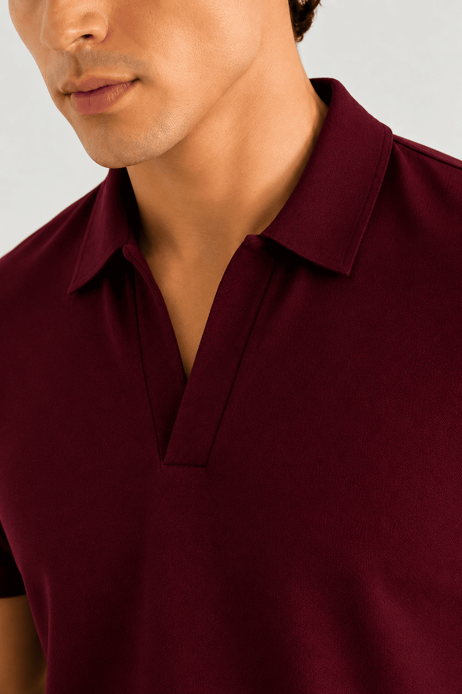 Maroon Mesh Thermal Knit Polo - Smart Fit - Men - Men
