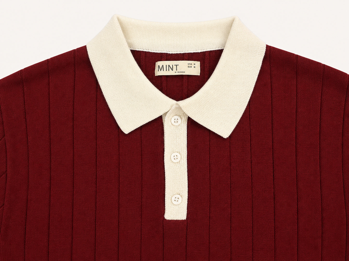 Maroon Classic Contrast Knit Polo - Men