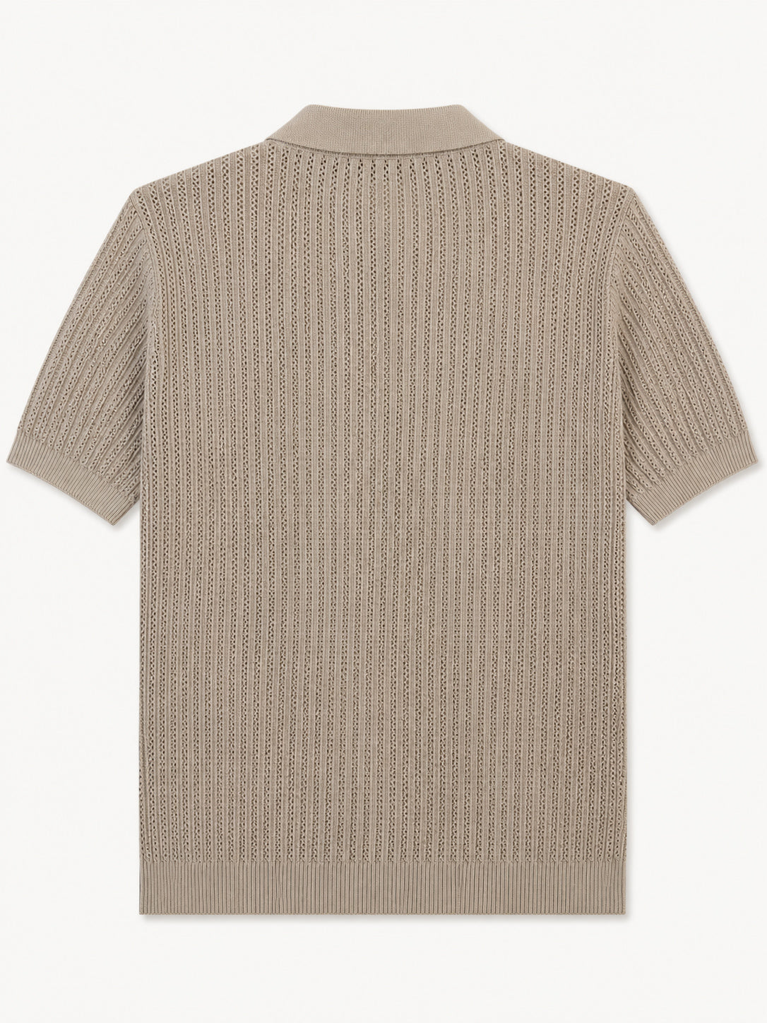 Beige knitted polo shirt on a white background