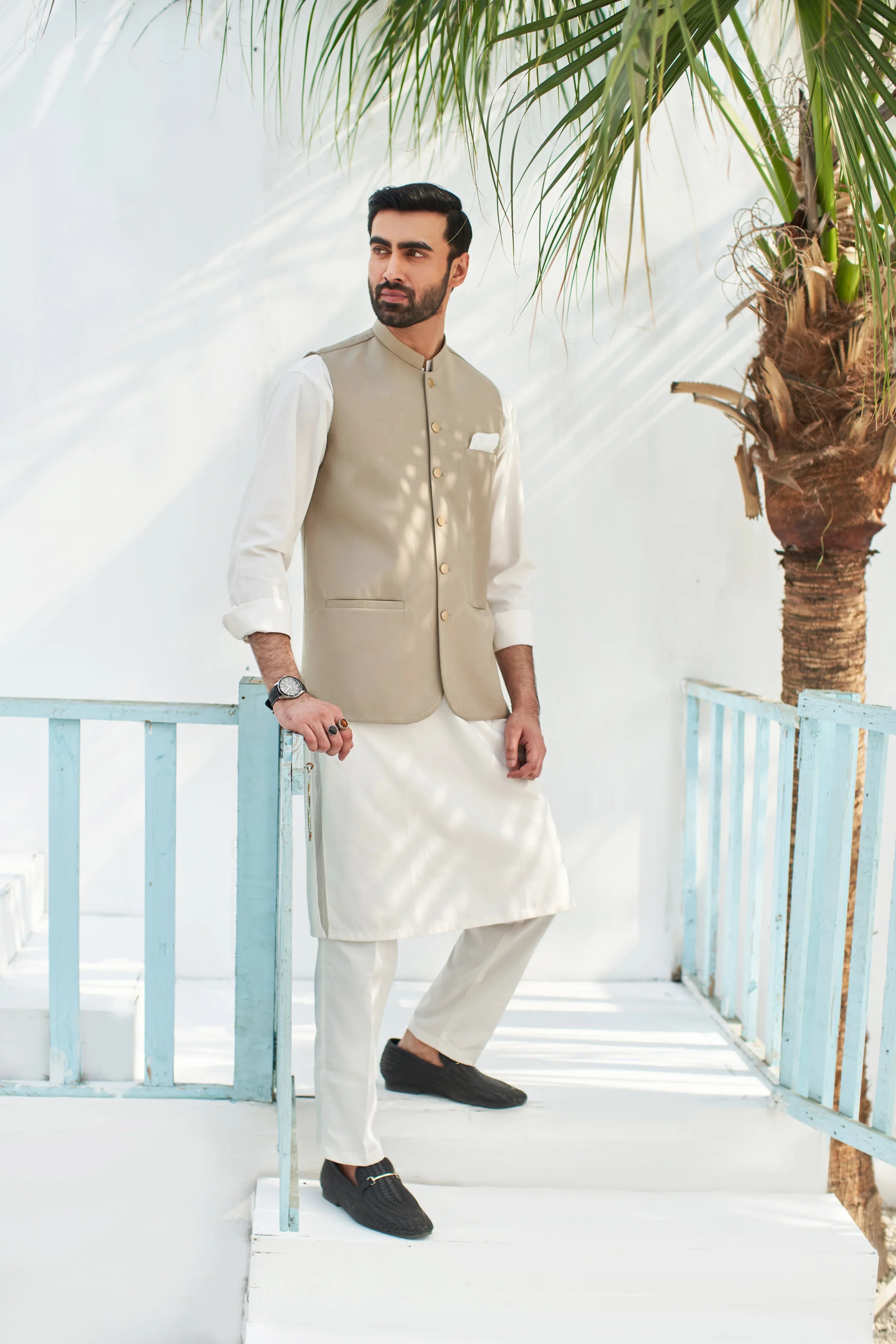 Beige Waistcoat for Man