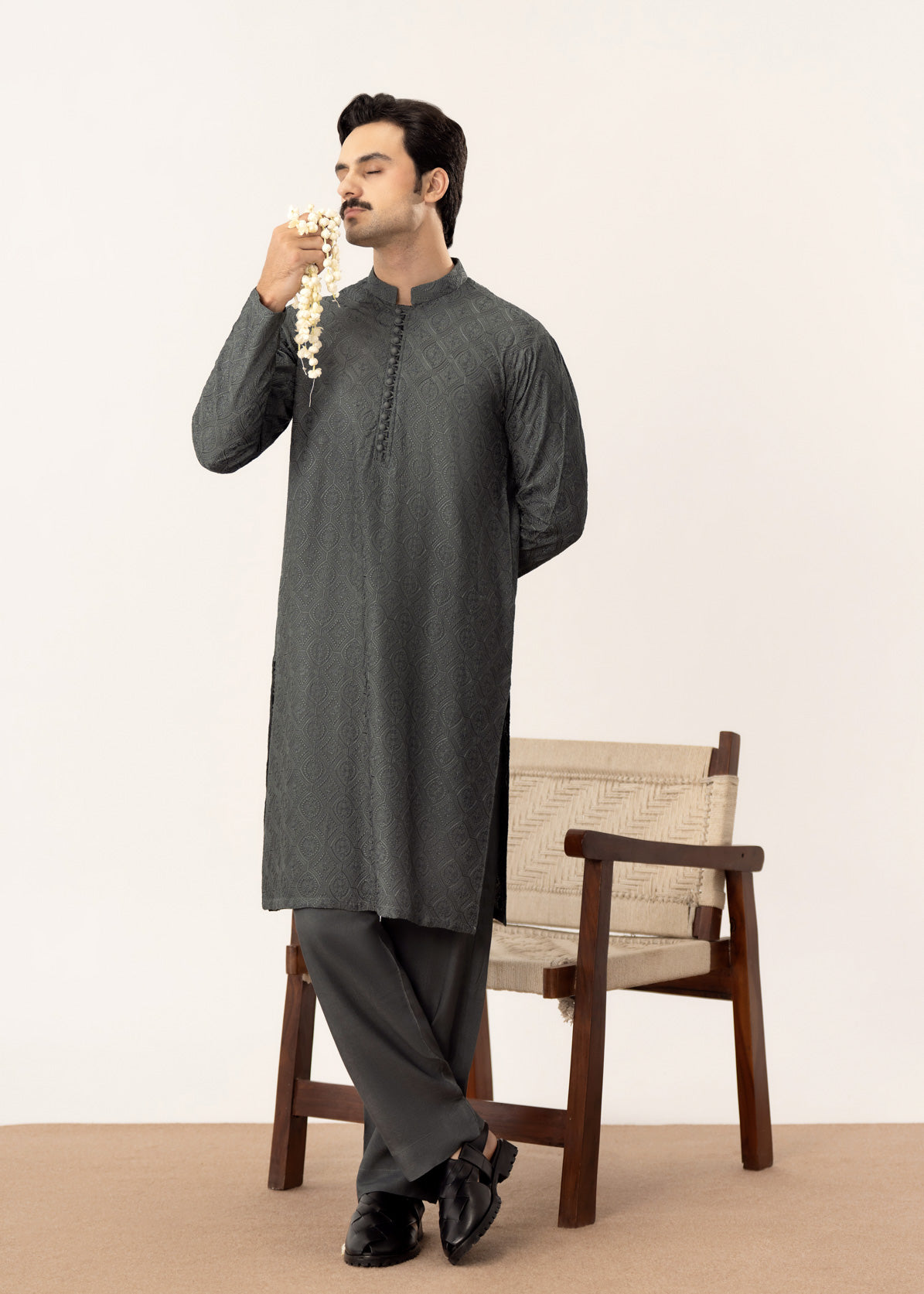 Jahan - Green Raw Silk Embroidered Kurta Trouser