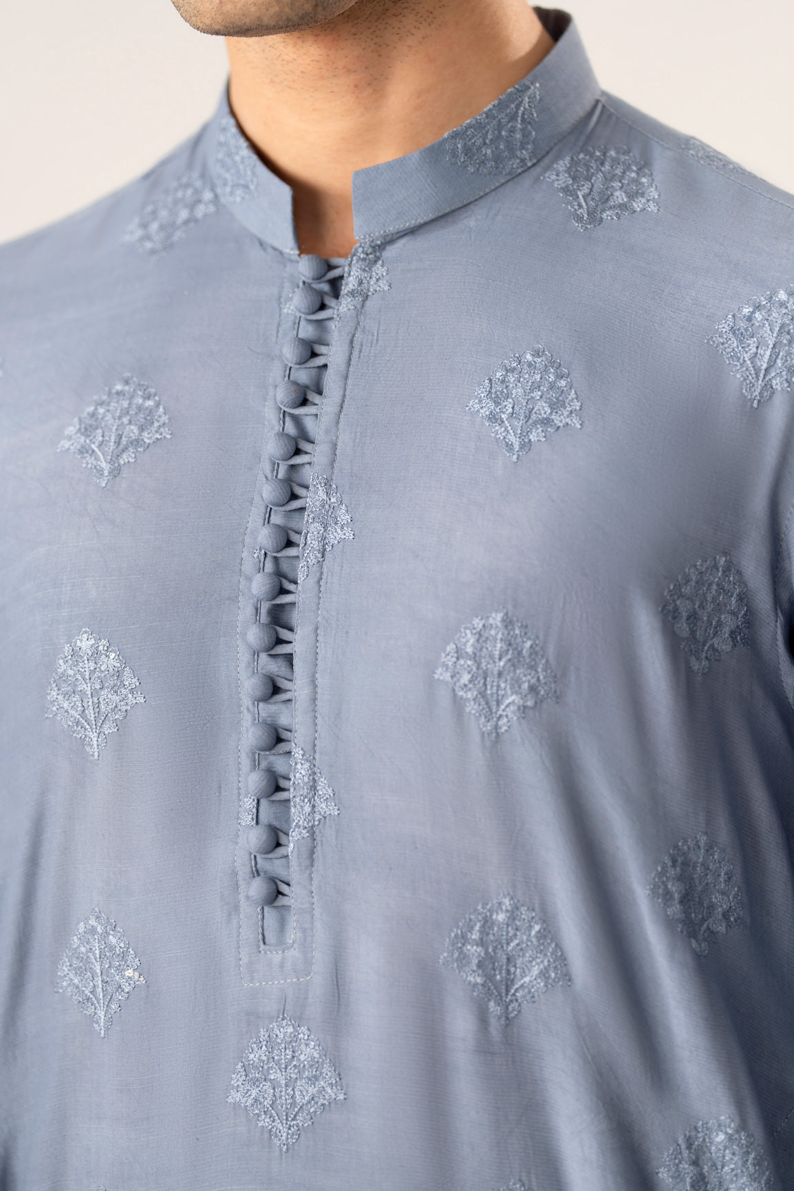 Virsa - Ice Blue Embroidered Kurta Trouser - Men
