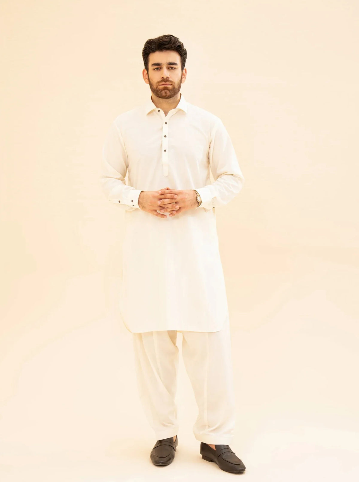 Bosky White French Collar Kameez Shalwar - Men - Muraqsh -- Menswear
