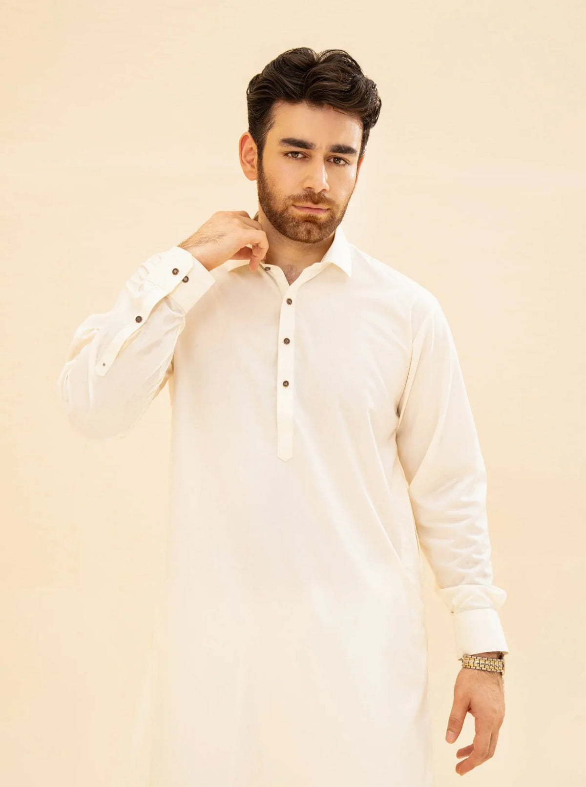 Bosky White French Collar Kameez Shalwar - Men - Muraqsh -- Menswear