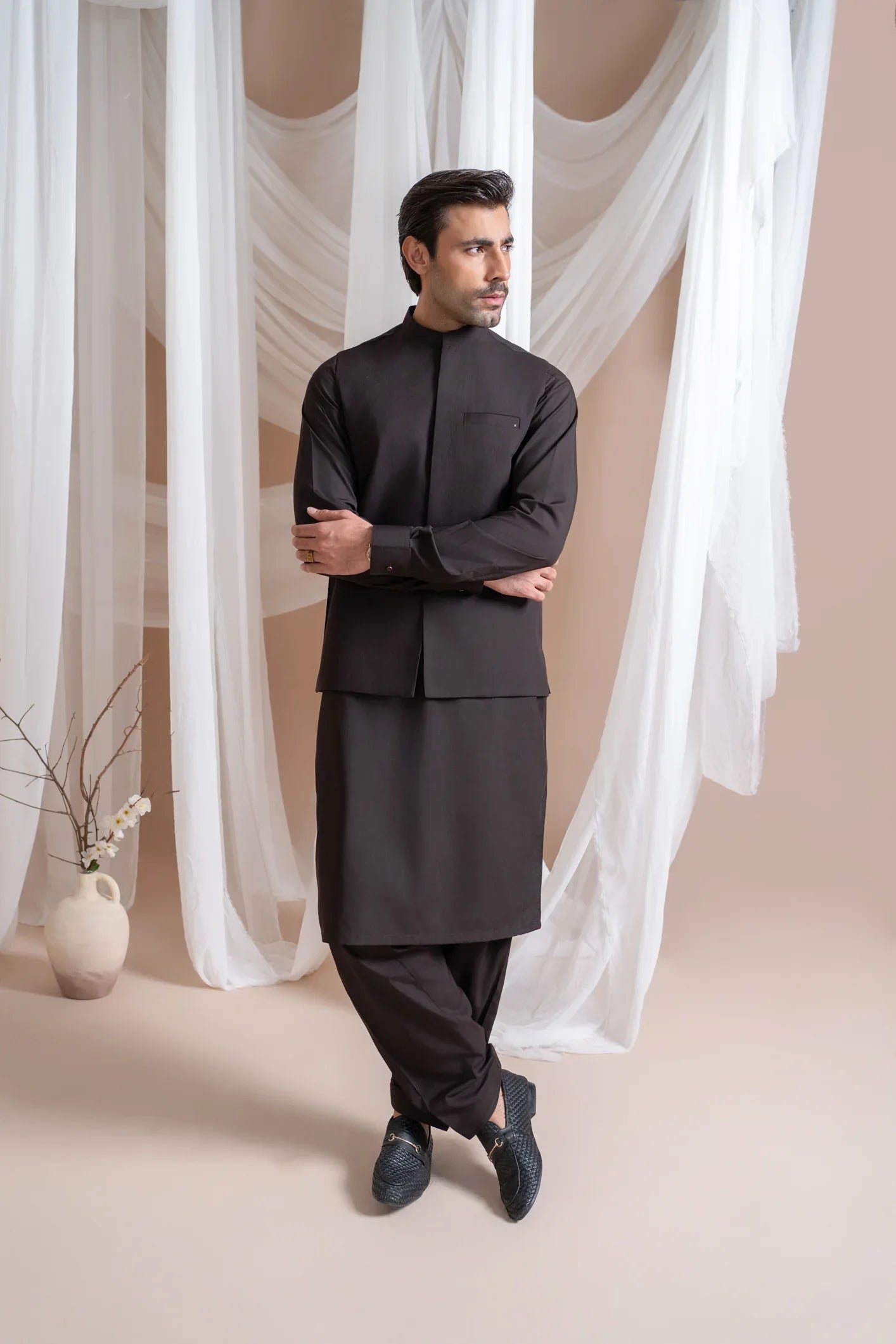 Dark Brown Blended Waistcoat for men