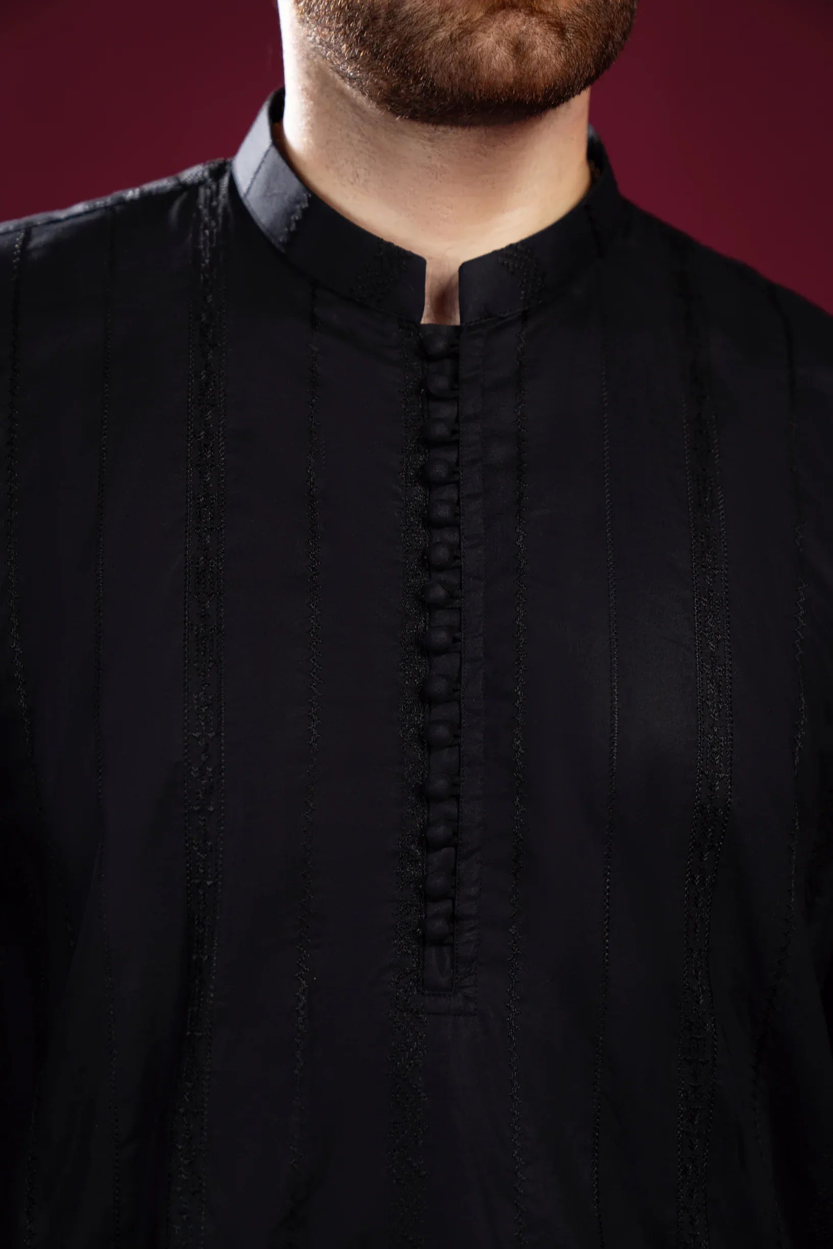 Black Luppi Falling Cotton Embroidered Kurta Trouser - Men - Muraqsh -- Menswear