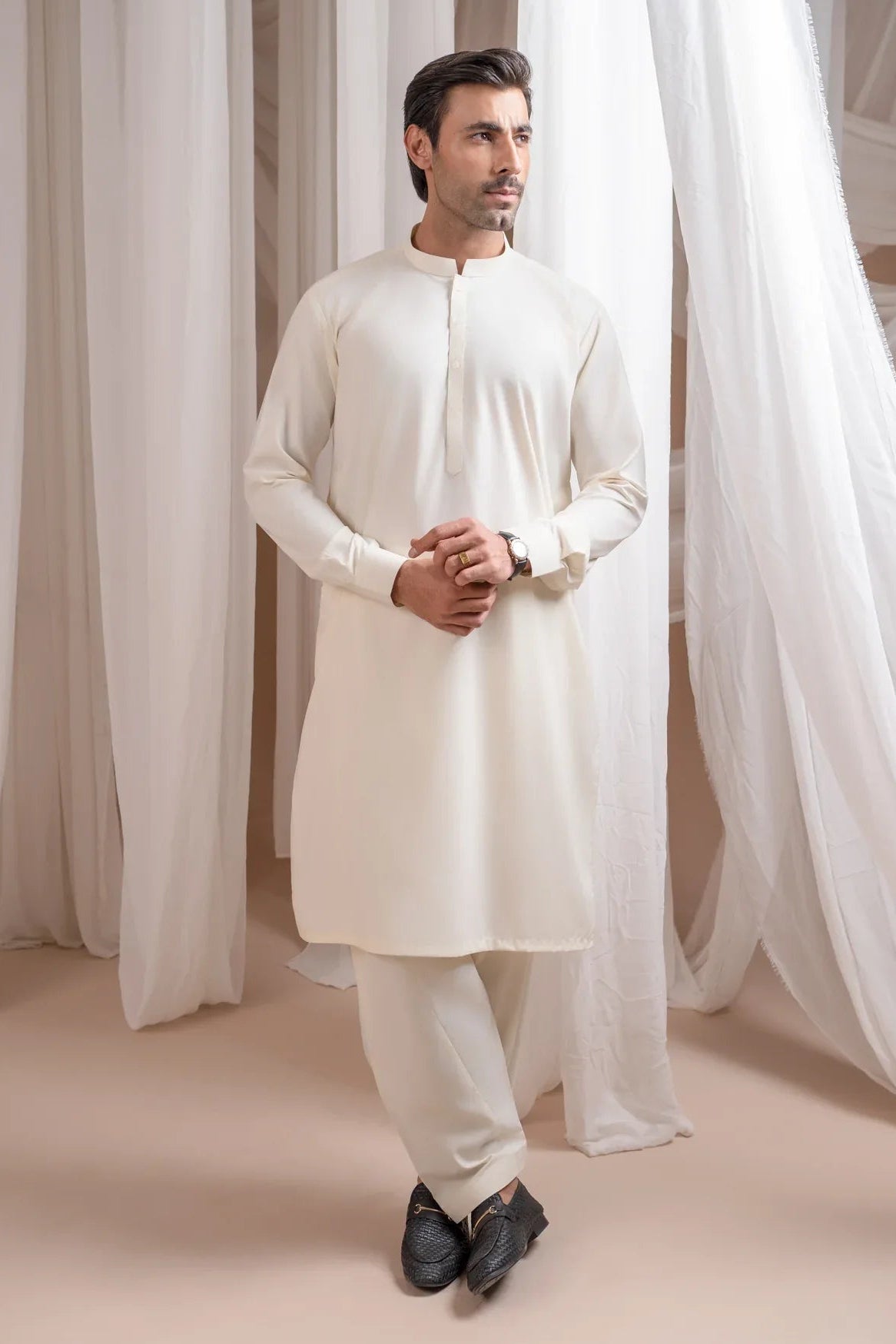 Bosky White Kurta Trouser/Shalwar - Men - Muraqsh -- Menswear