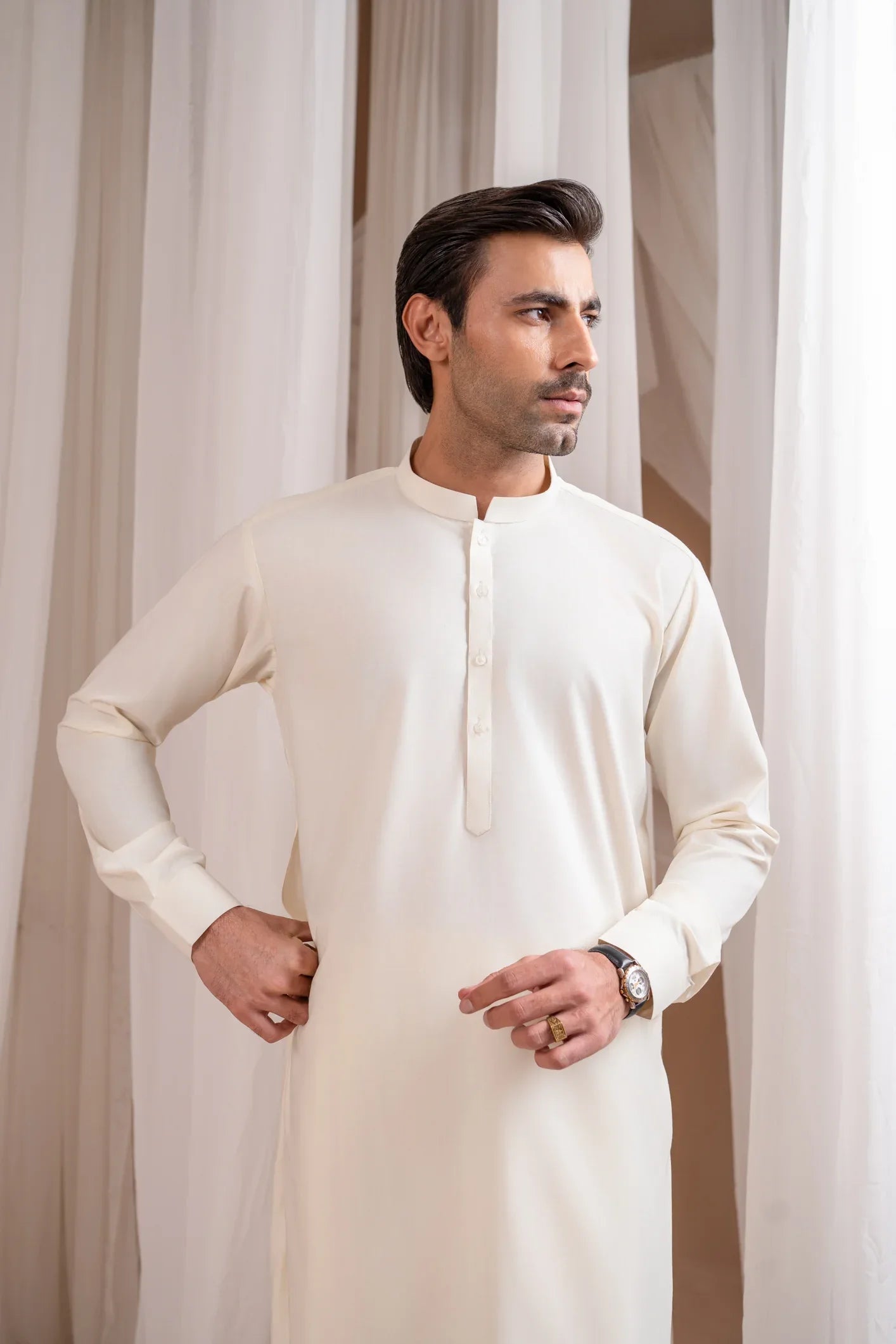 Bosky White Kurta Trouser/Shalwar - Men - Muraqsh -- Menswear