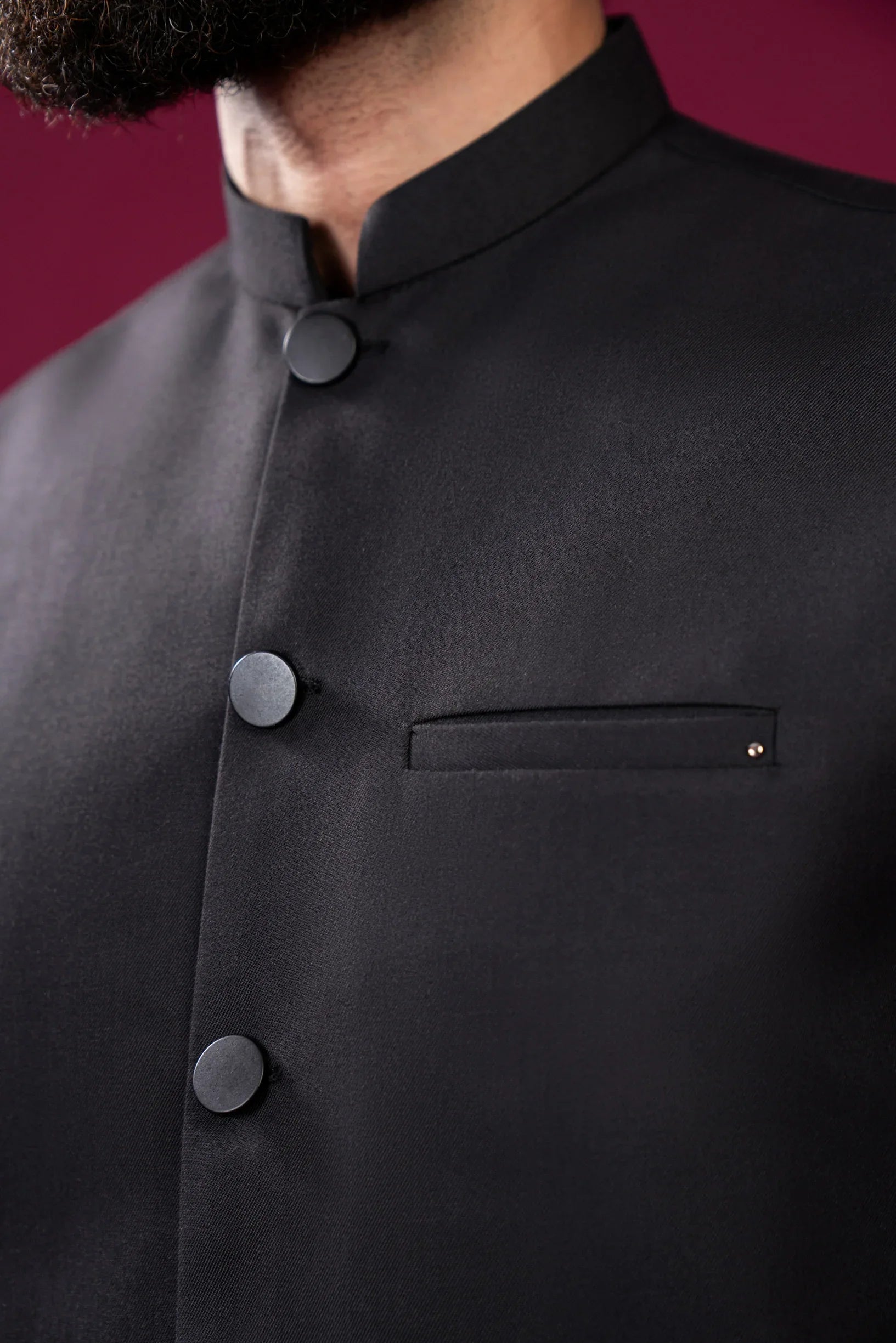 Black Suiting Waistcoat - Straight Cut Buttoned - Men - Muraqsh -- Menswear