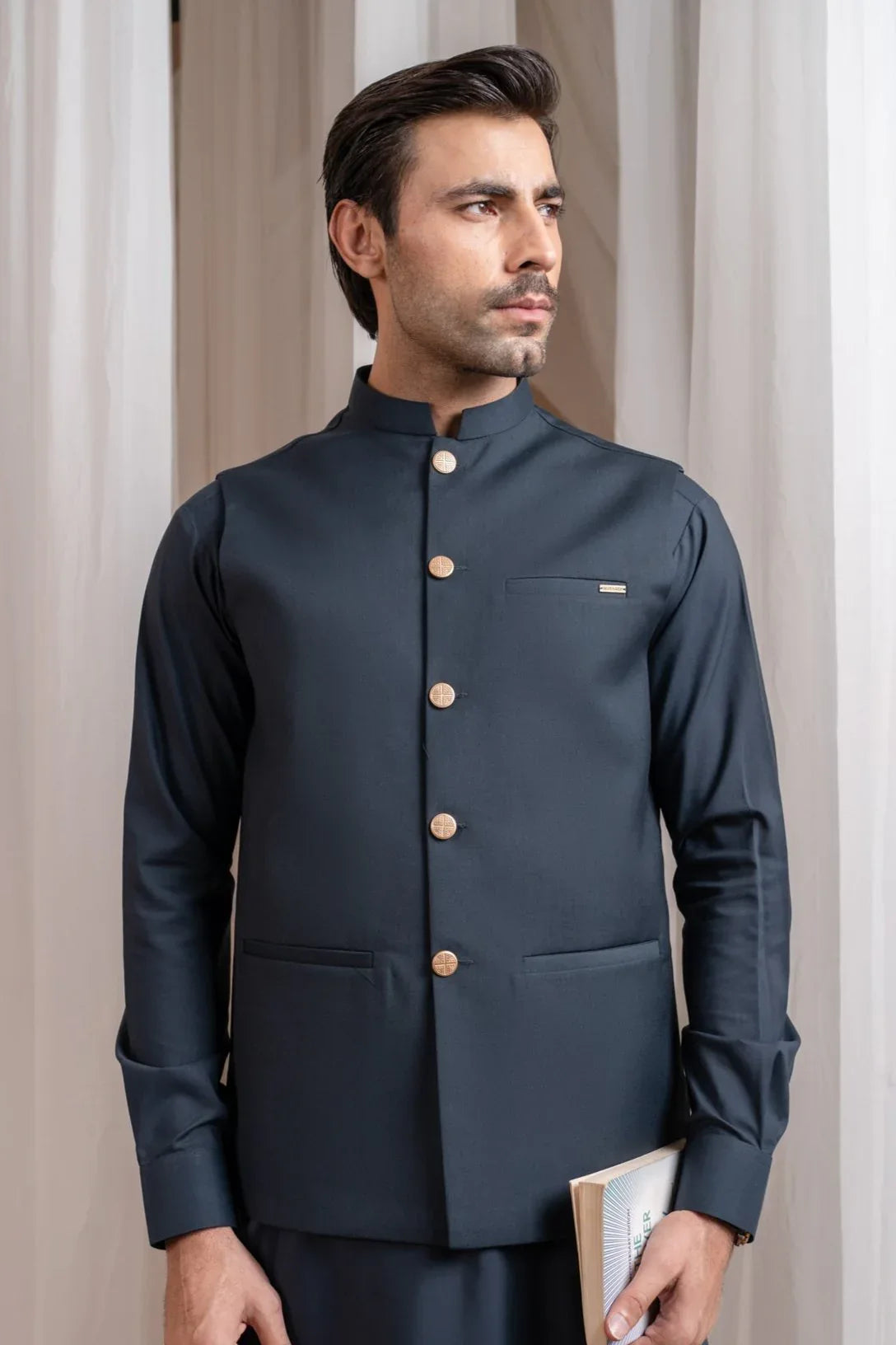Charcoal grey suiting waistcoat for men