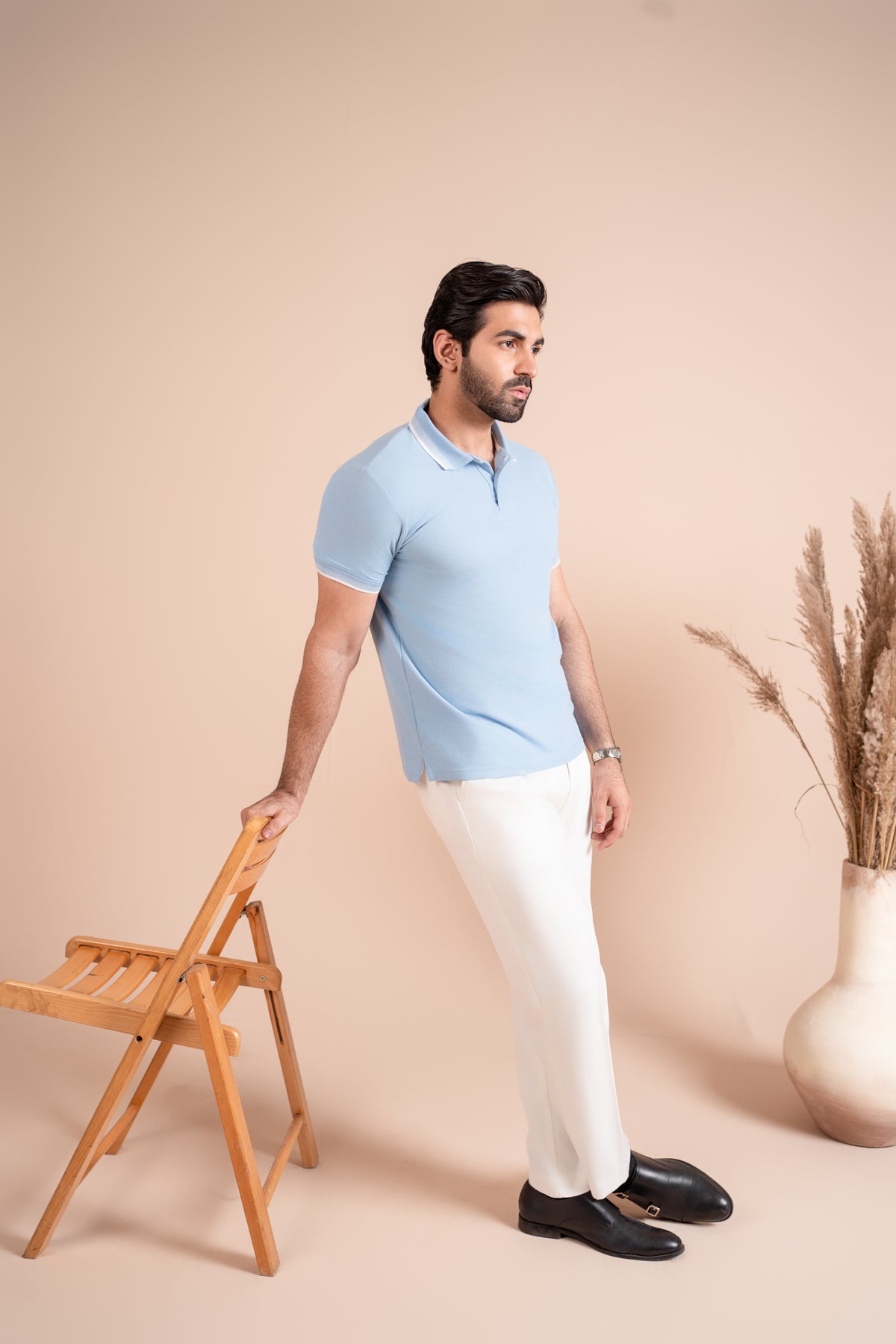 Sky Blue Basic Polo - Men