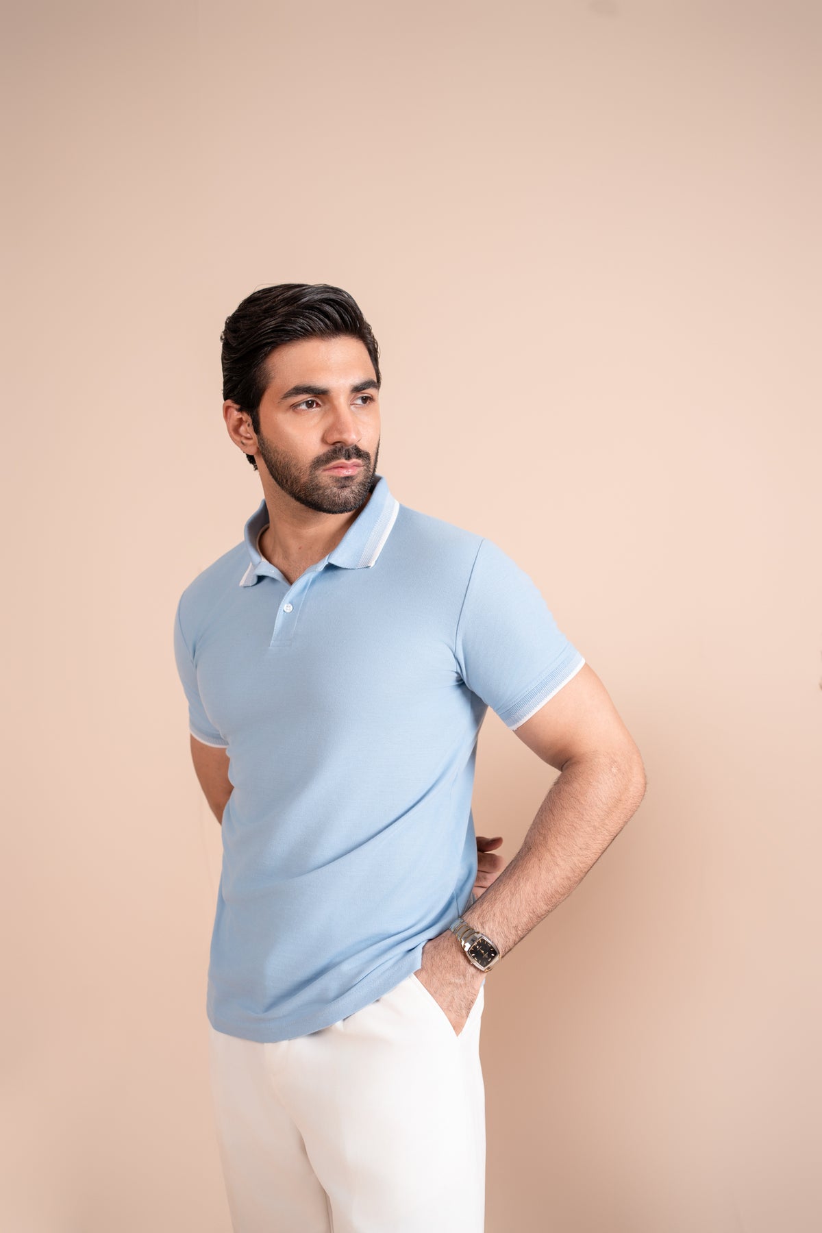 Sky Blue Basic Polo - Men