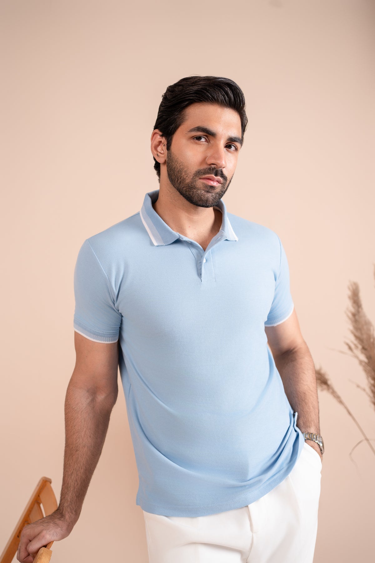 Sky Blue Basic Polo - Men