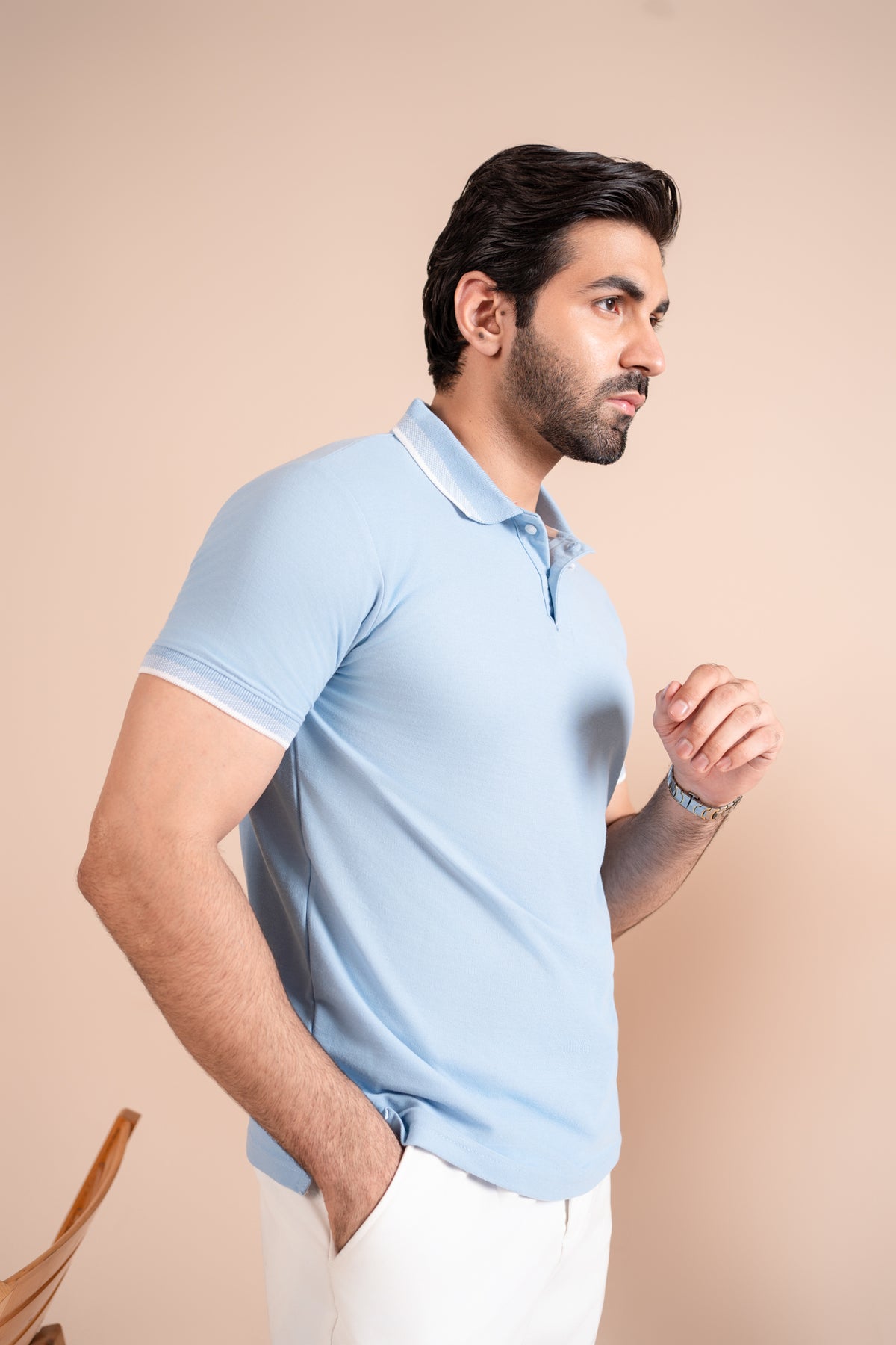 Sky Blue Basic Polo - Men