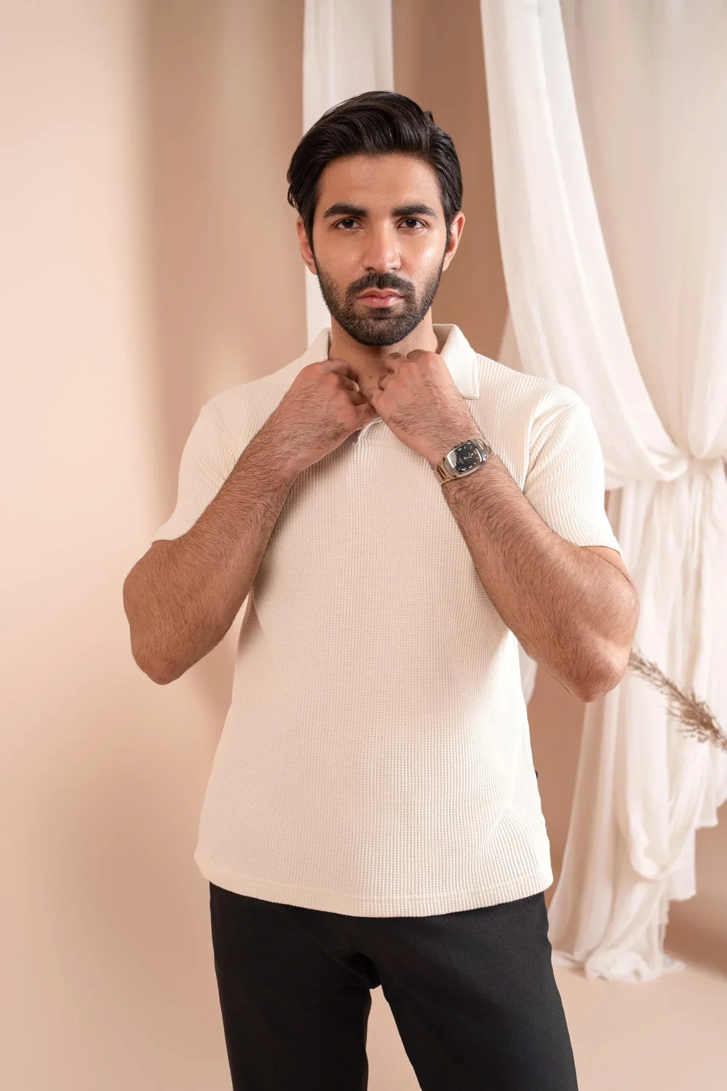 Waffle Off-White Revere Polo - Men - Muraqsh -- Men Western