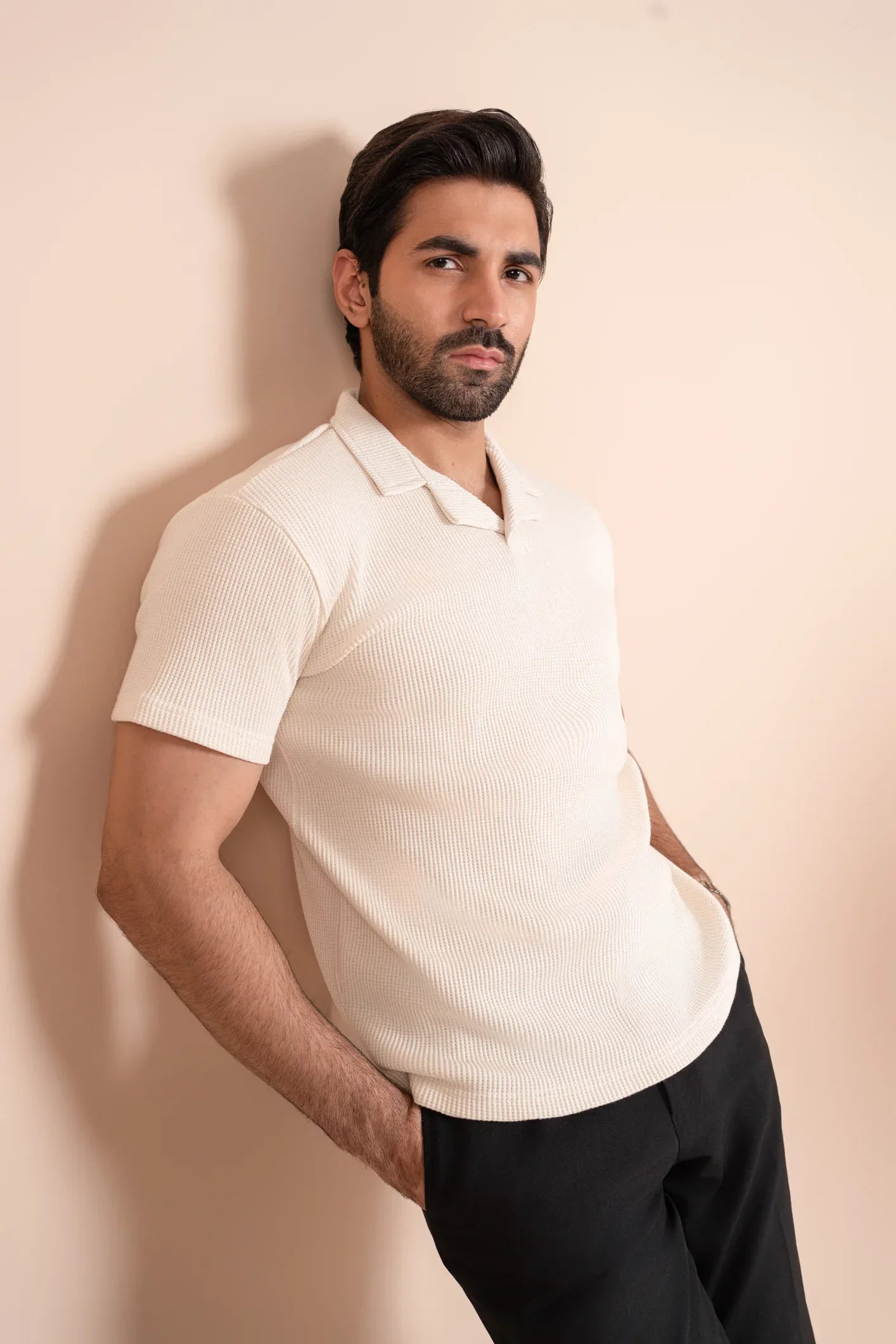 Waffle Off-White Revere Polo - Men - Muraqsh -- Men Western