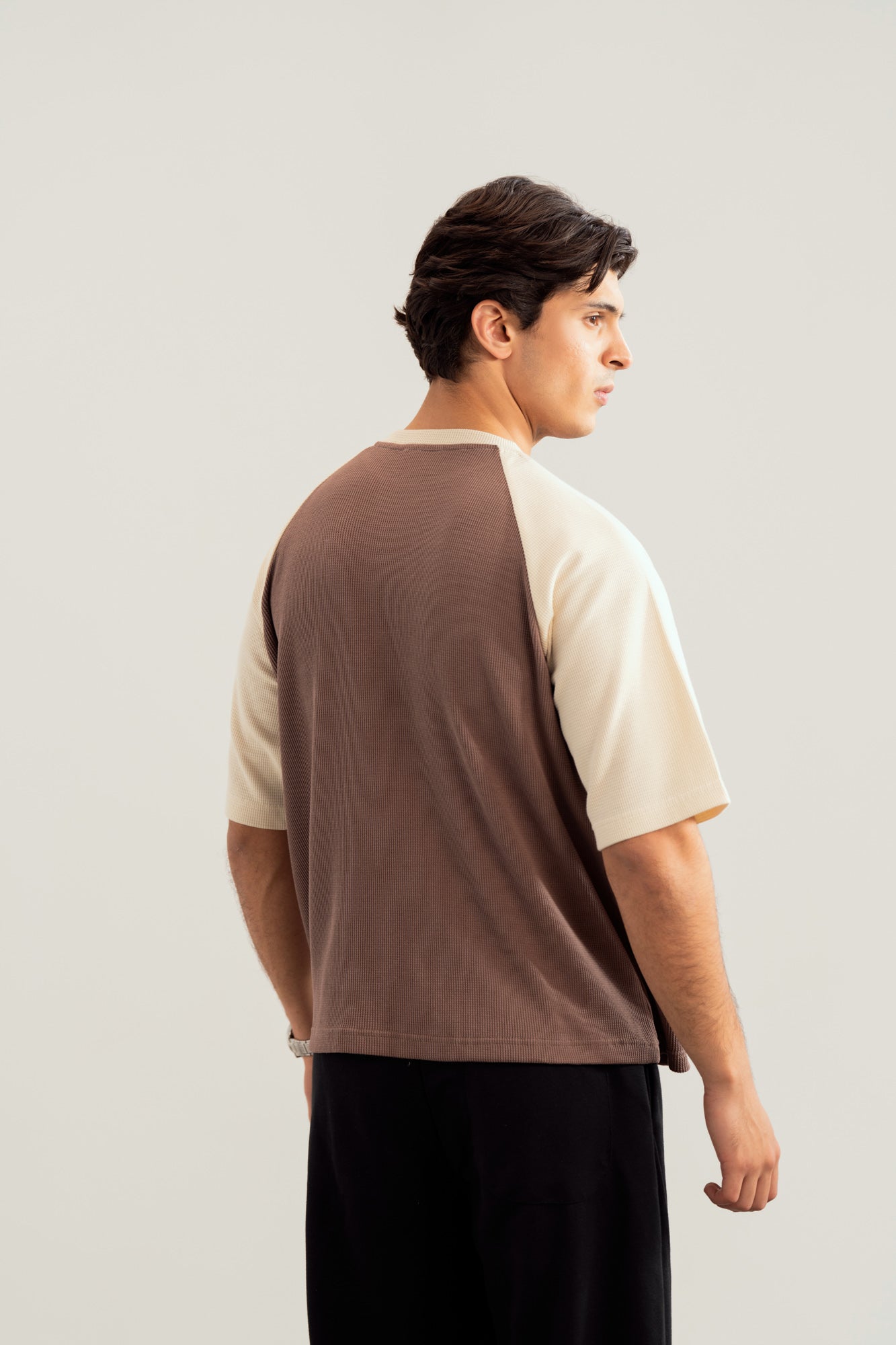 Off White & Dull Nude Waffle Knit Oversized Tee - Men - Men
