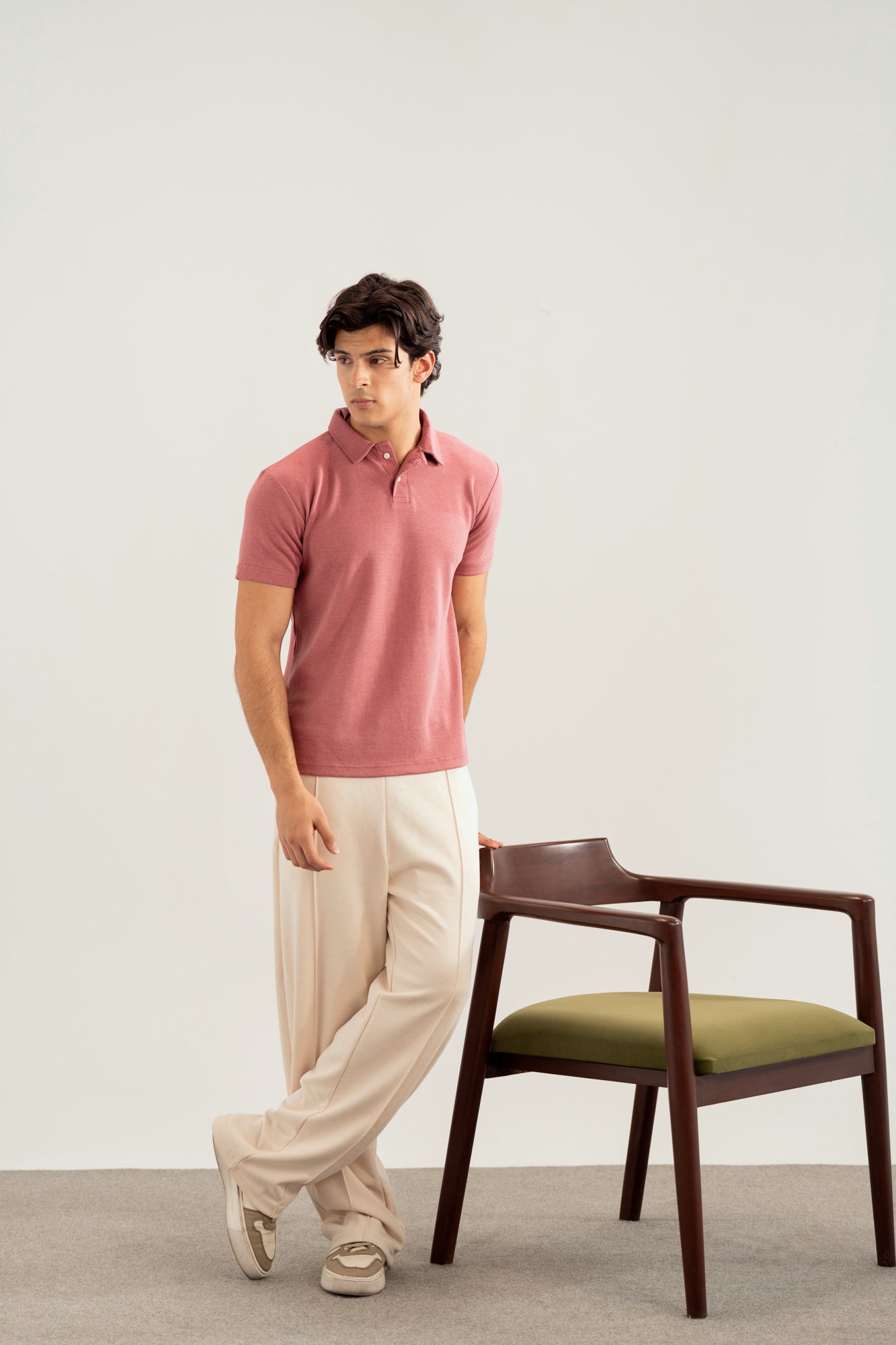 Pink Peach Interlock Polo - Smart Fit - Men - Men