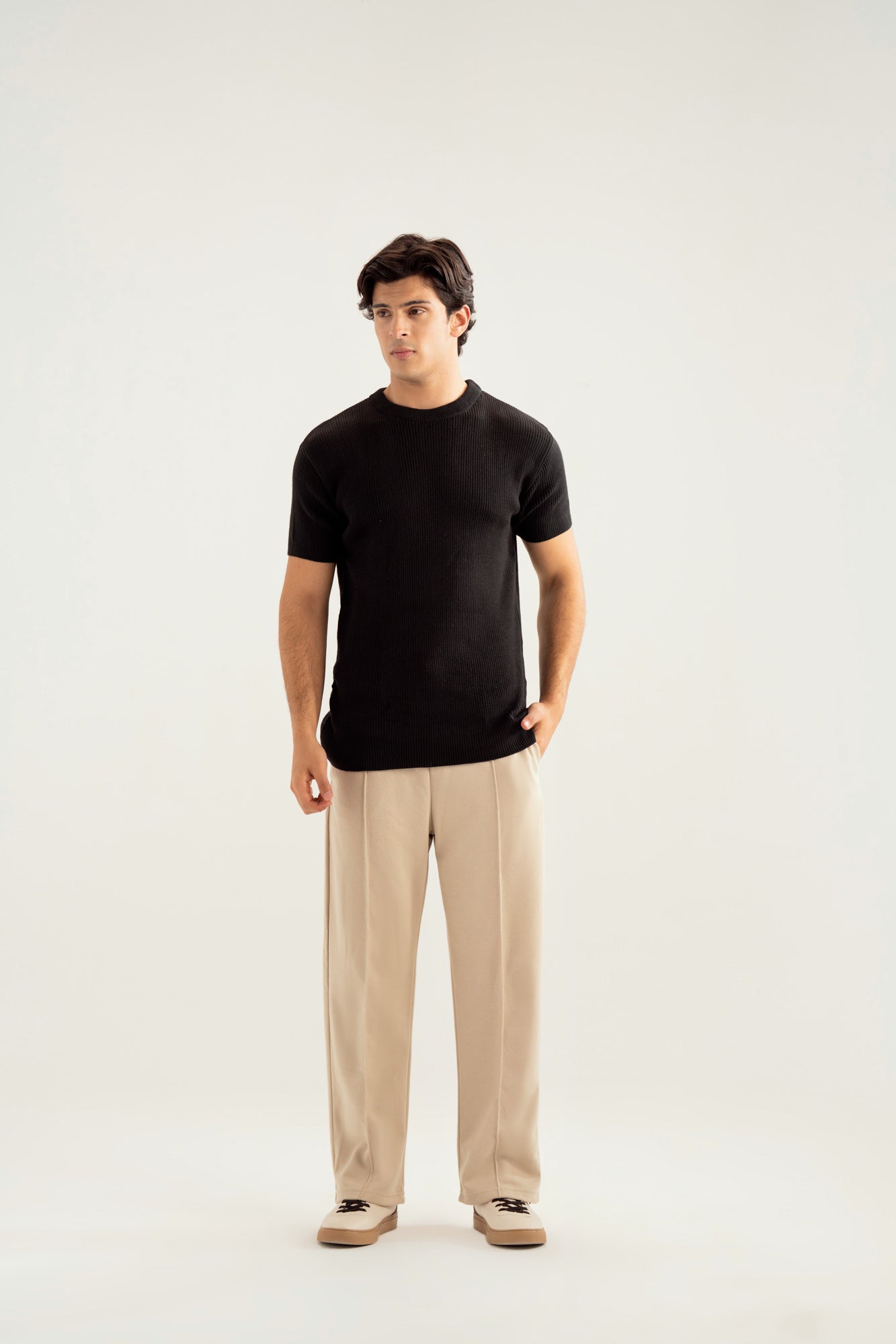Black Knitted Tee - Men - Men
