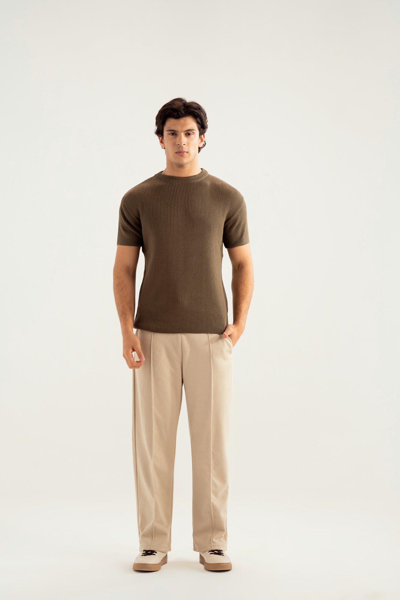 Olive Green Knitted Tee - Men - Men