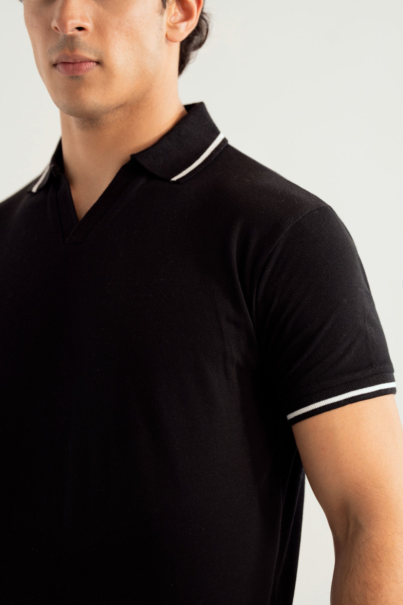 Black Johnny Resort Polo - Contrast Collar - Men - Men