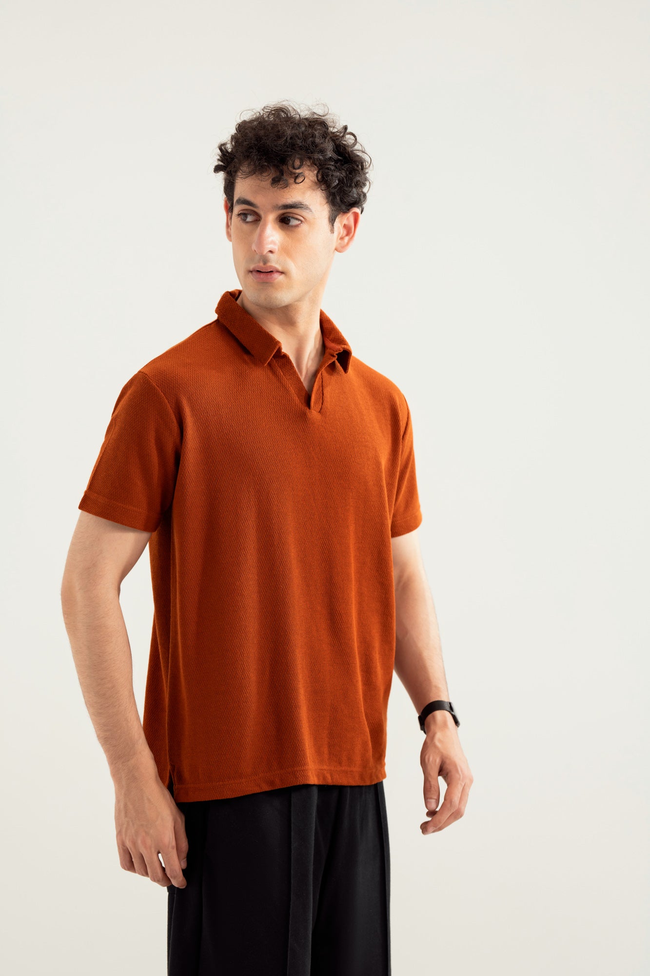 Rust Mesh Thermal Knit Polo - Smart Fit - Men - Men