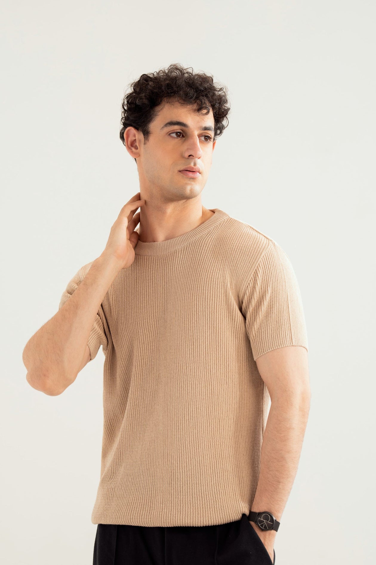 Beige Knitted Tee - Men - Men