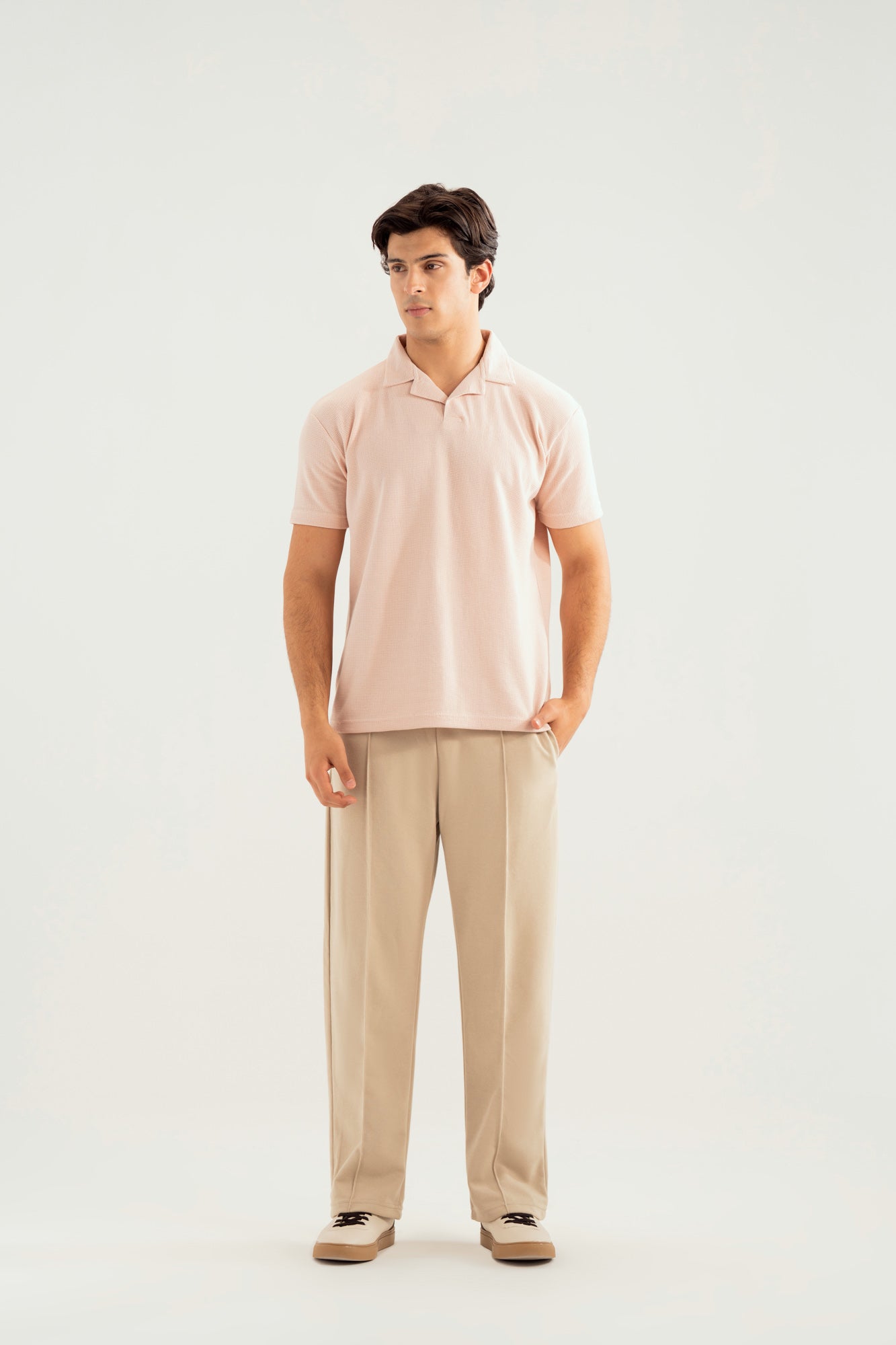 Light Pink Waffle Revere Polo - Smart Fit - Men - Men