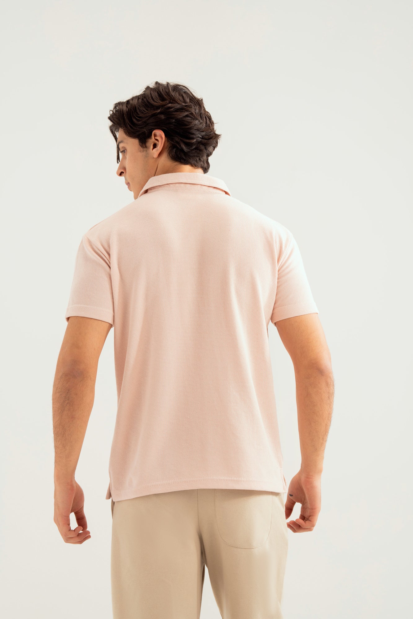 Light Pink Waffle Revere Polo - Smart Fit - Men - Men