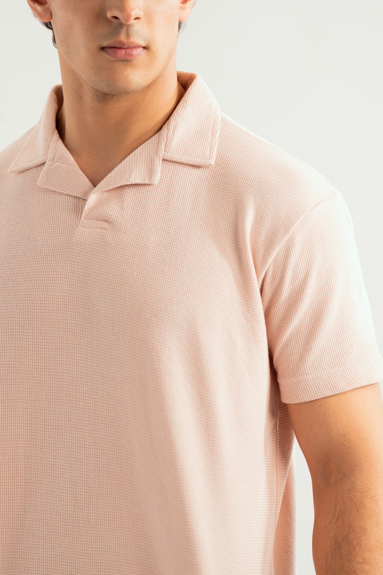 Light Pink Waffle Revere Polo - Smart Fit - Men - Men