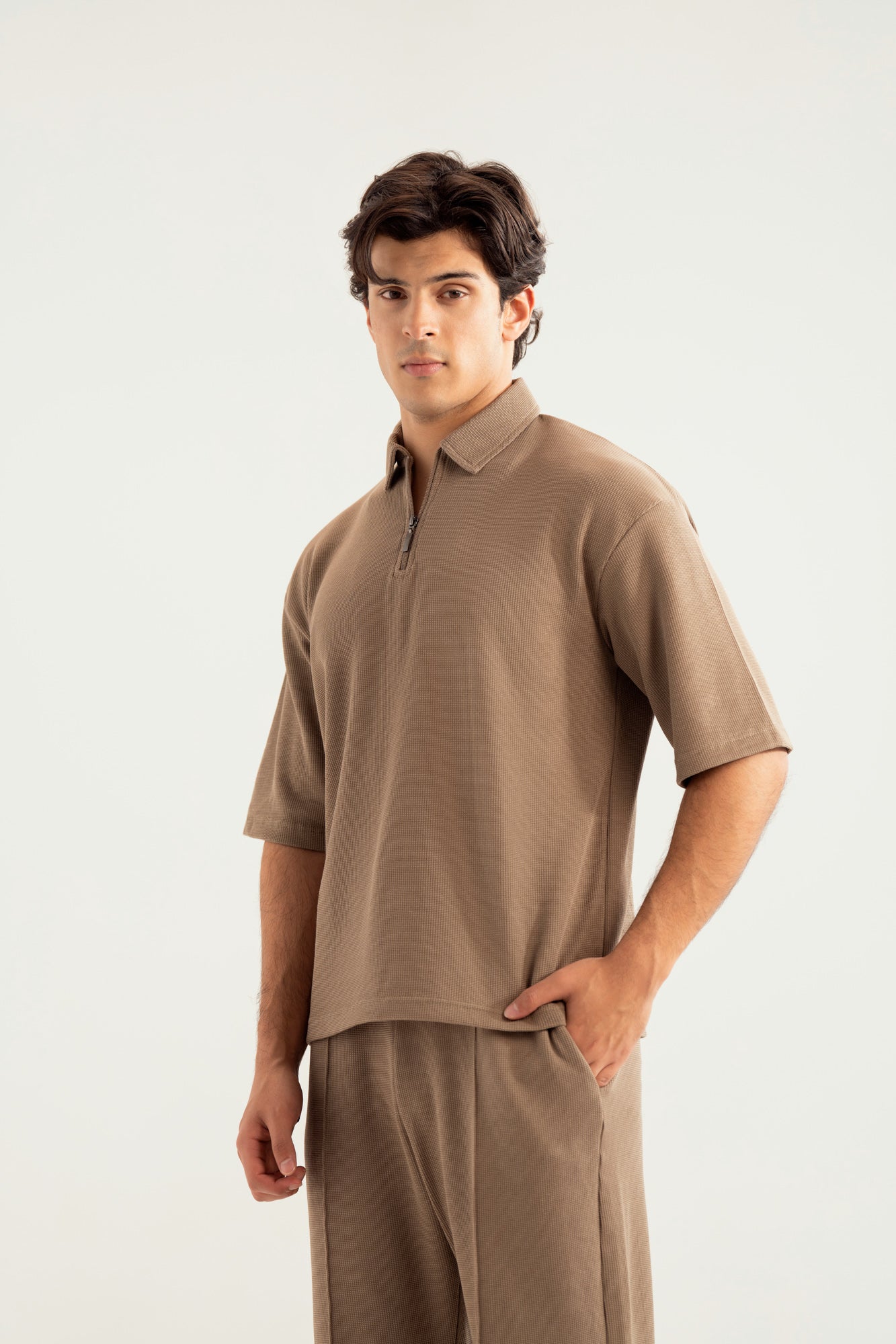 Sand Beige Waffle Coord Set - 2PC - Men - Men