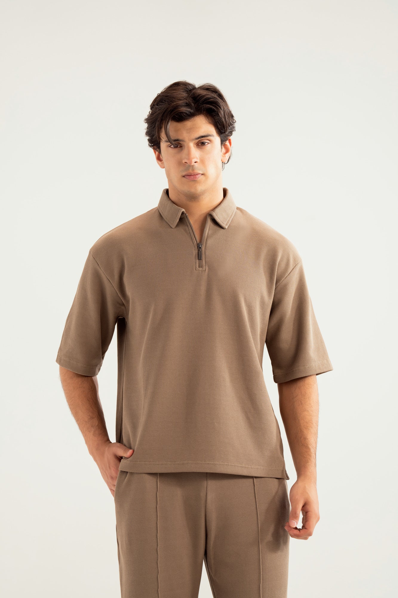 Sand Beige Waffle Coord Set - 2PC - Men - Men