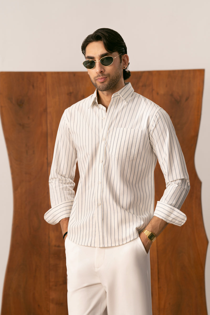 Riviera Blue Wide Stripe Casual Shirt - Men