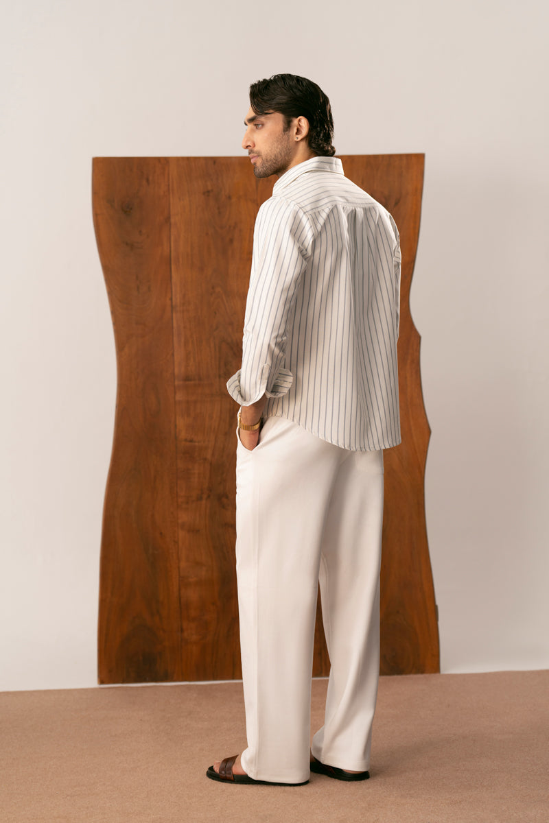Riviera Blue Wide Stripe Casual Shirt - Men