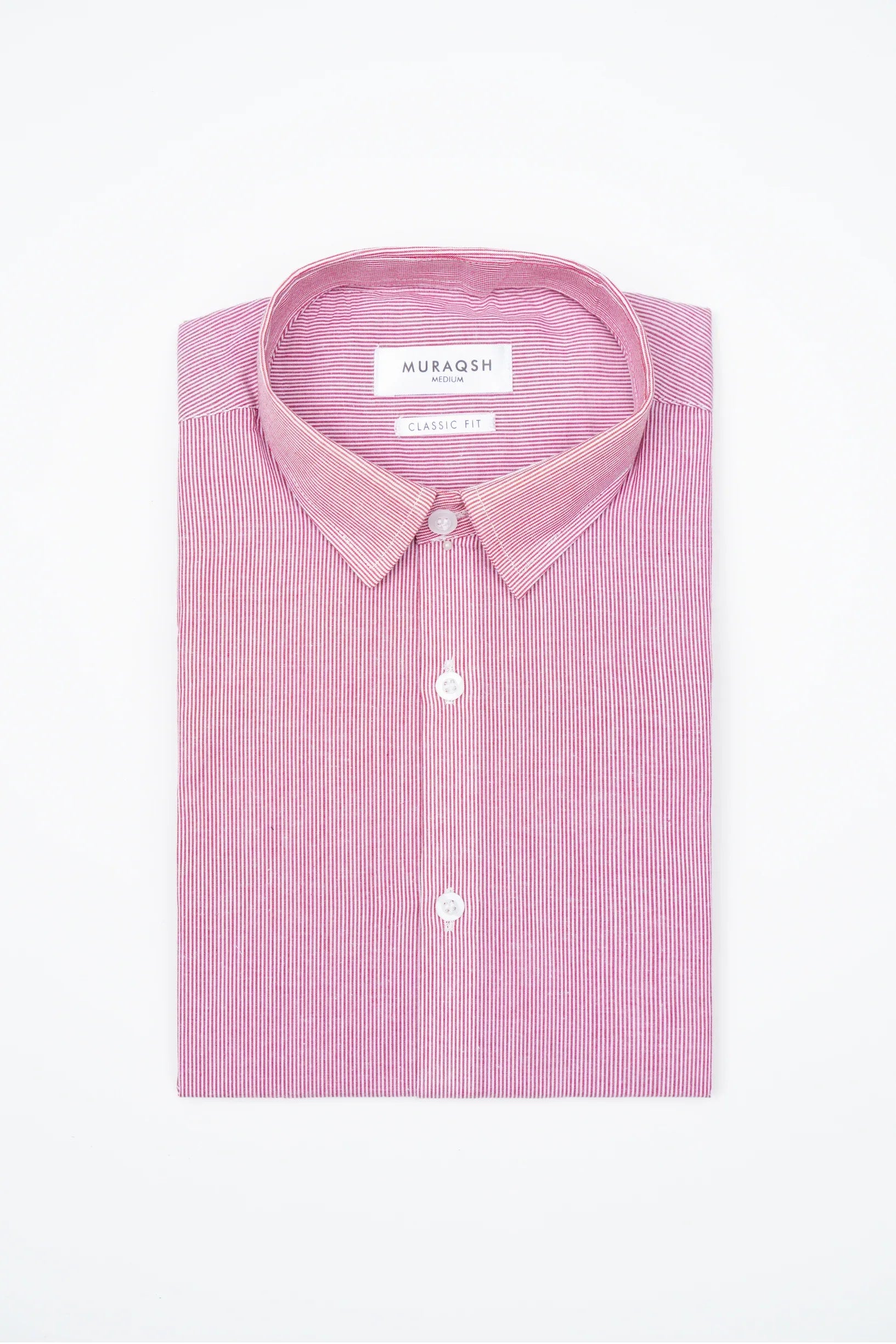 Red Striped Formal Shirt - Men - Muraqsh -- Menswear